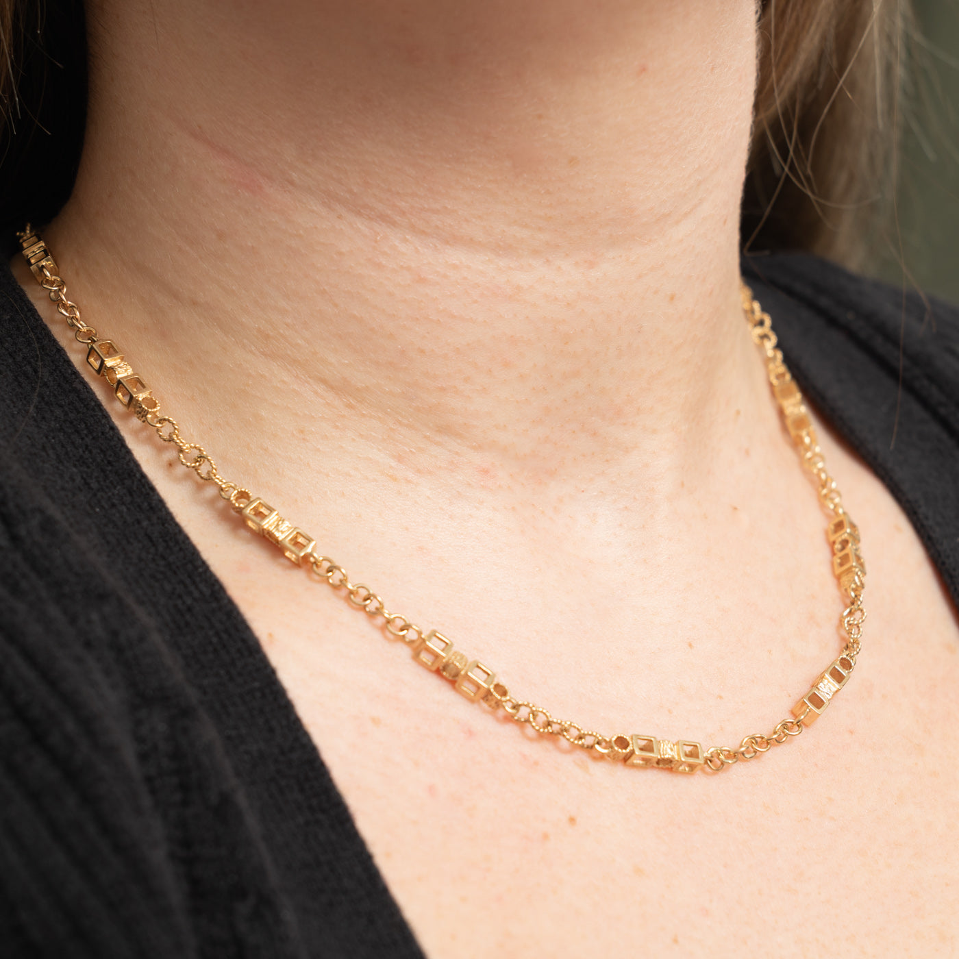 14k Geometric Fancy Chain Necklace | 3.8mm | 18"