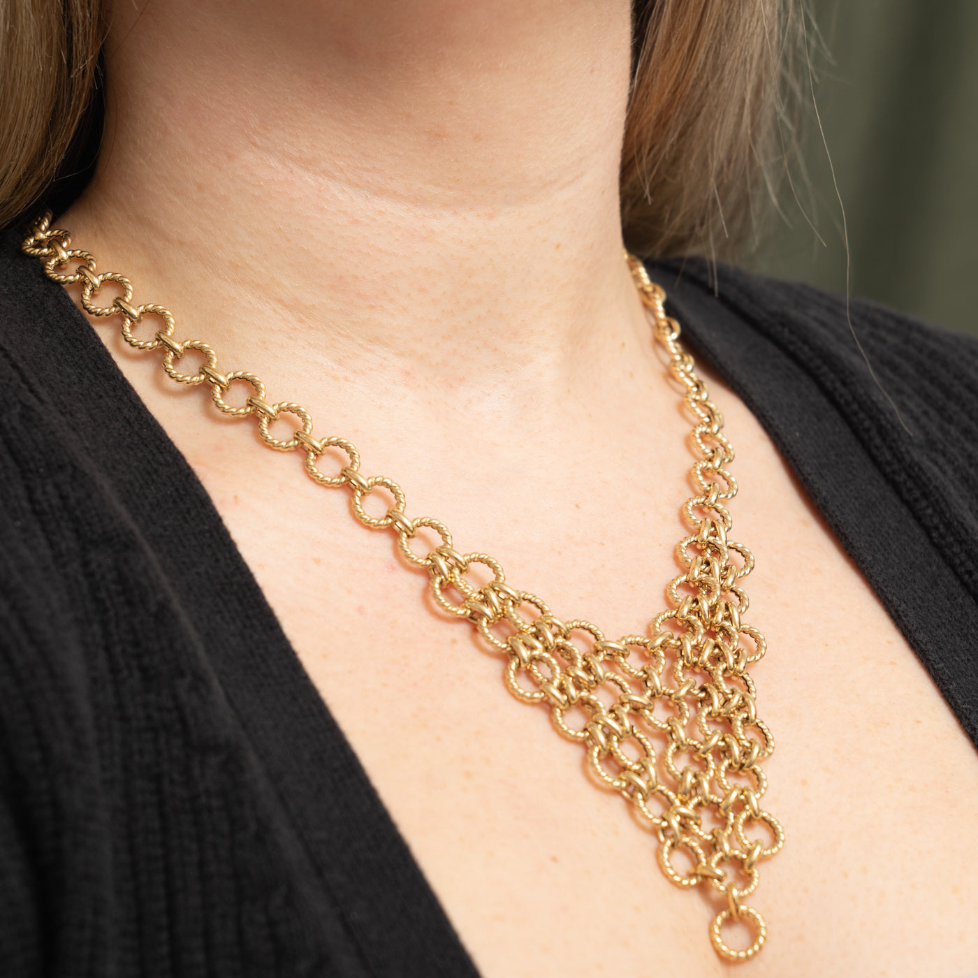 14k Chain Bib Necklace | 17.5"