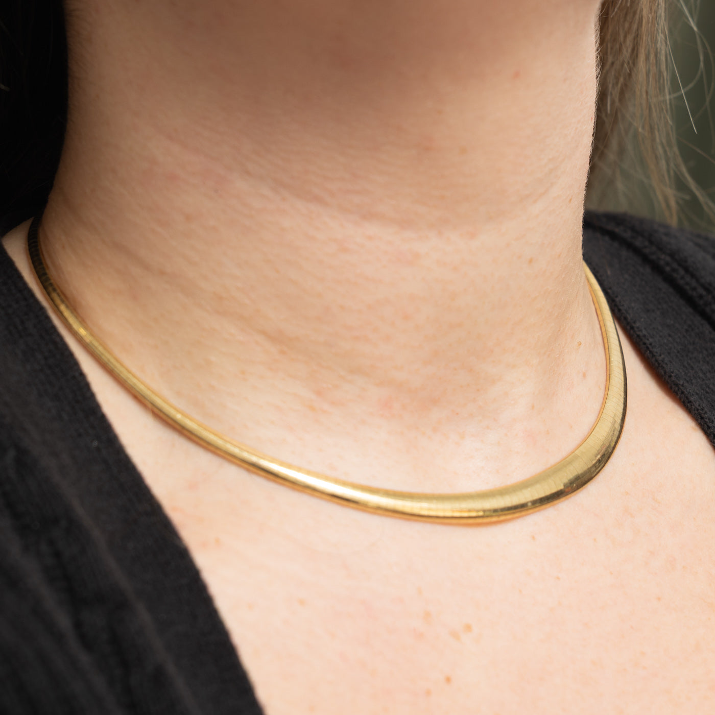 14k Omega Chain Necklace | 7mm | 15"