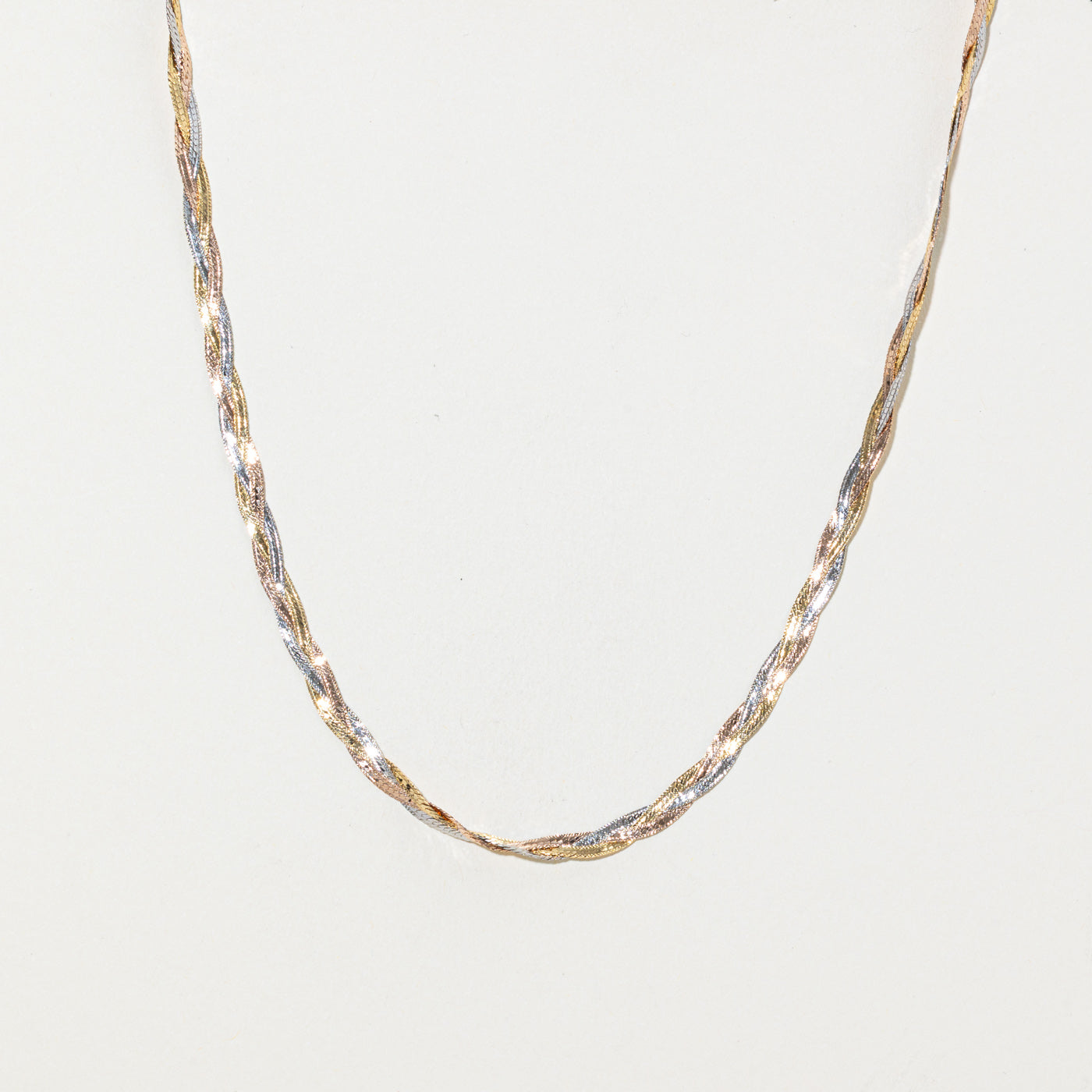 14k Tri Tone Gold Braided Chain | 4mm | 18"