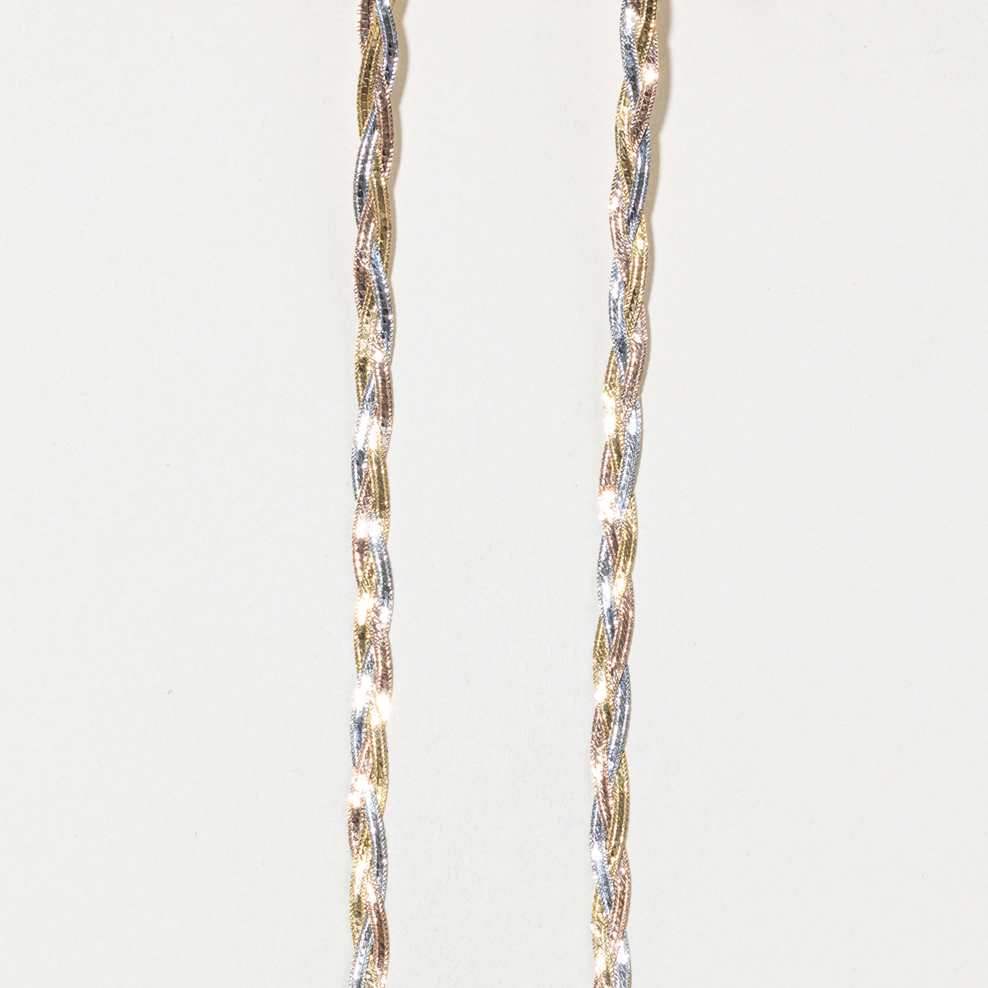 14k Tri Tone Gold Braided Chain | 4mm | 18"