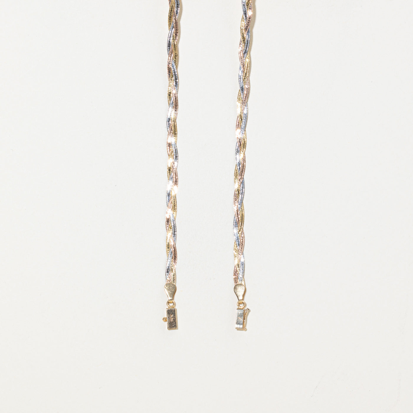 14k Tri Tone Gold Braided Chain | 4mm | 18"