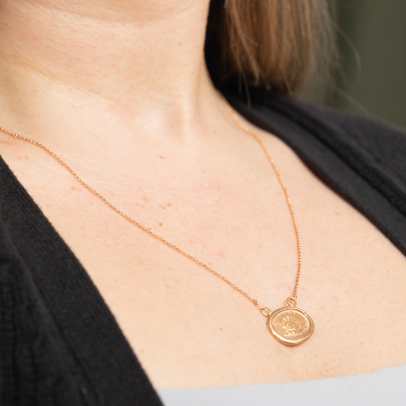 ‘Pyrrha’ 14k Rose Gold Embossed Pendant Necklace | 20"