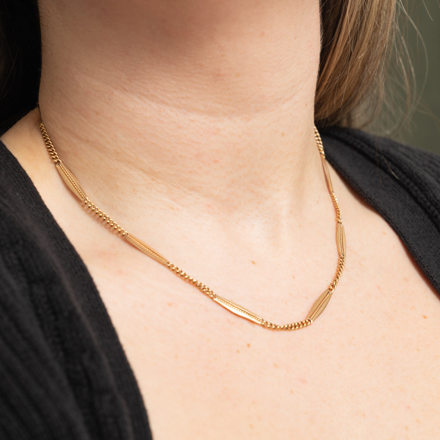 14k Bar Link Watch Chain | 17.5"