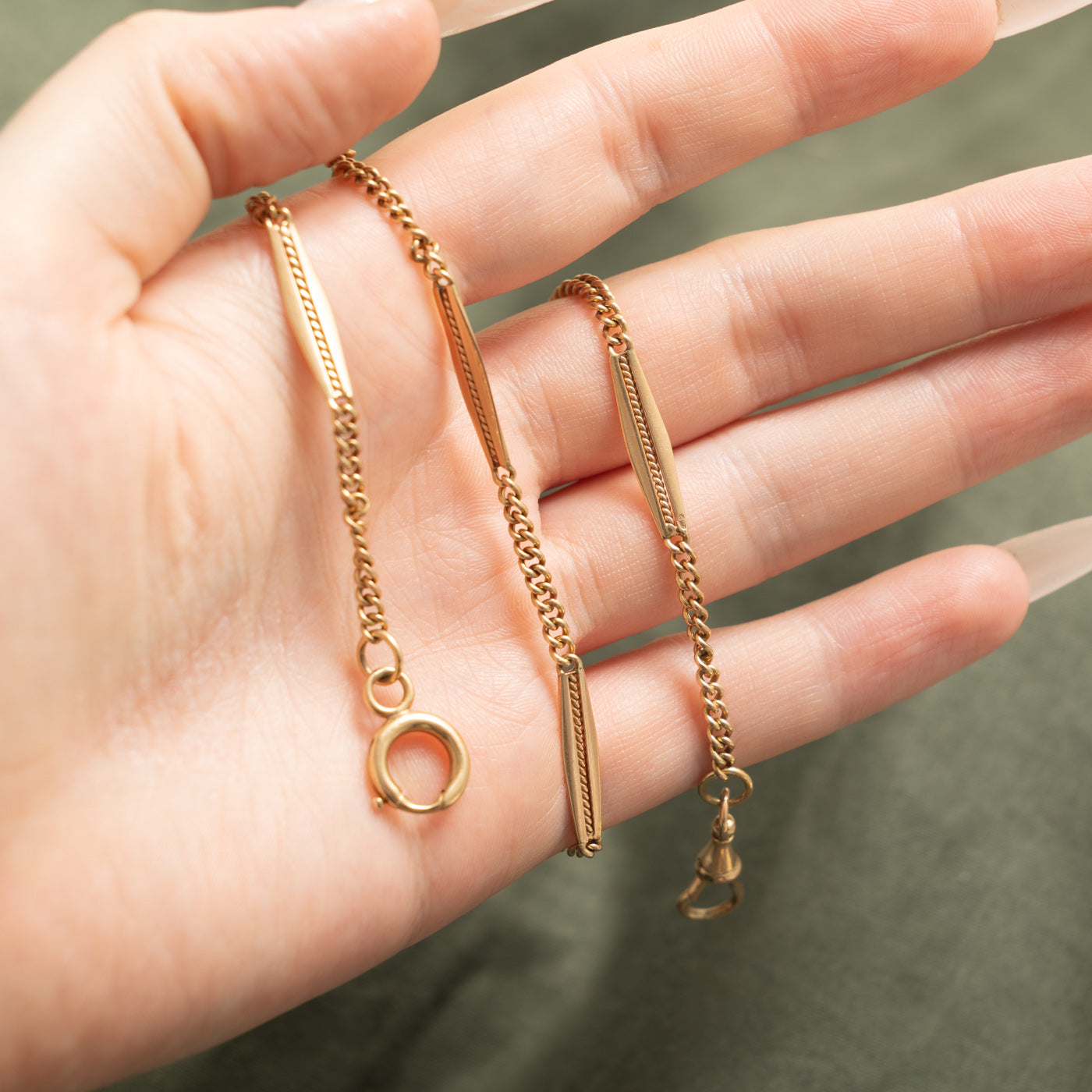 14k Bar Link Watch Chain | 17.5"