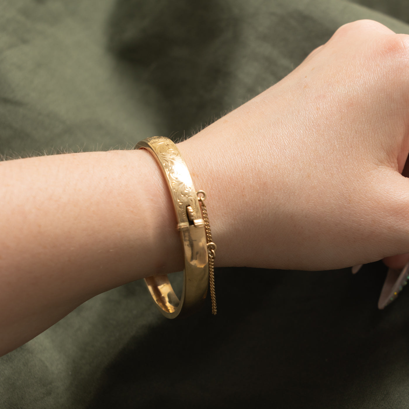‘Birks’ 9k Engraved Bangle Bracelet | 6.5"