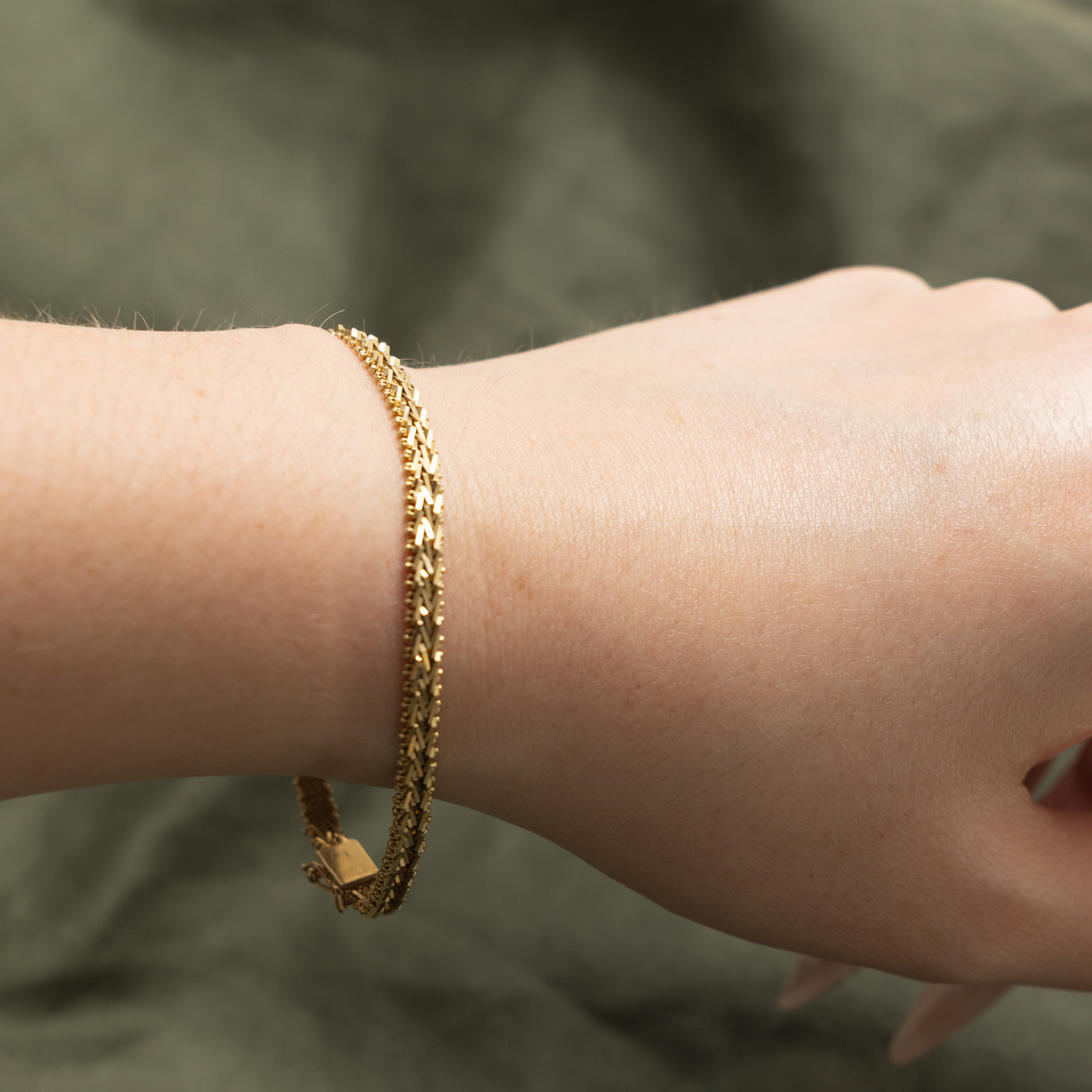 14k Woven Link Chain Bracelet | 4.3mm | 7"