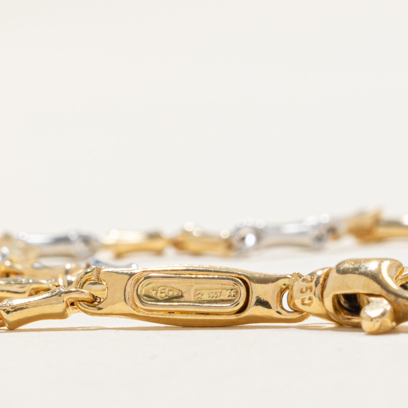 Italian 18k Two-Tone Bar Link Chain | 1.83mm | 19"