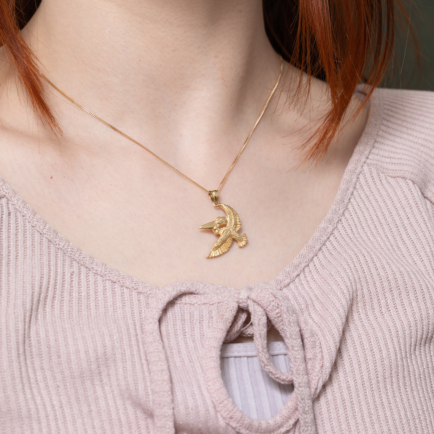 14k Flying Pelican Pendant
