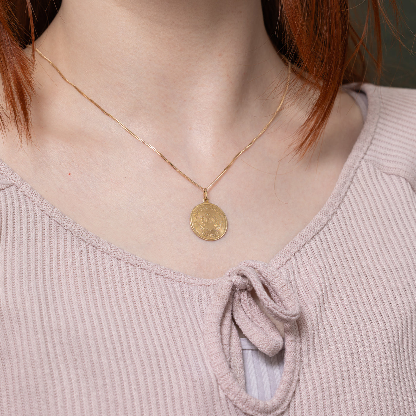 14k Cancer Zodiac Pendant