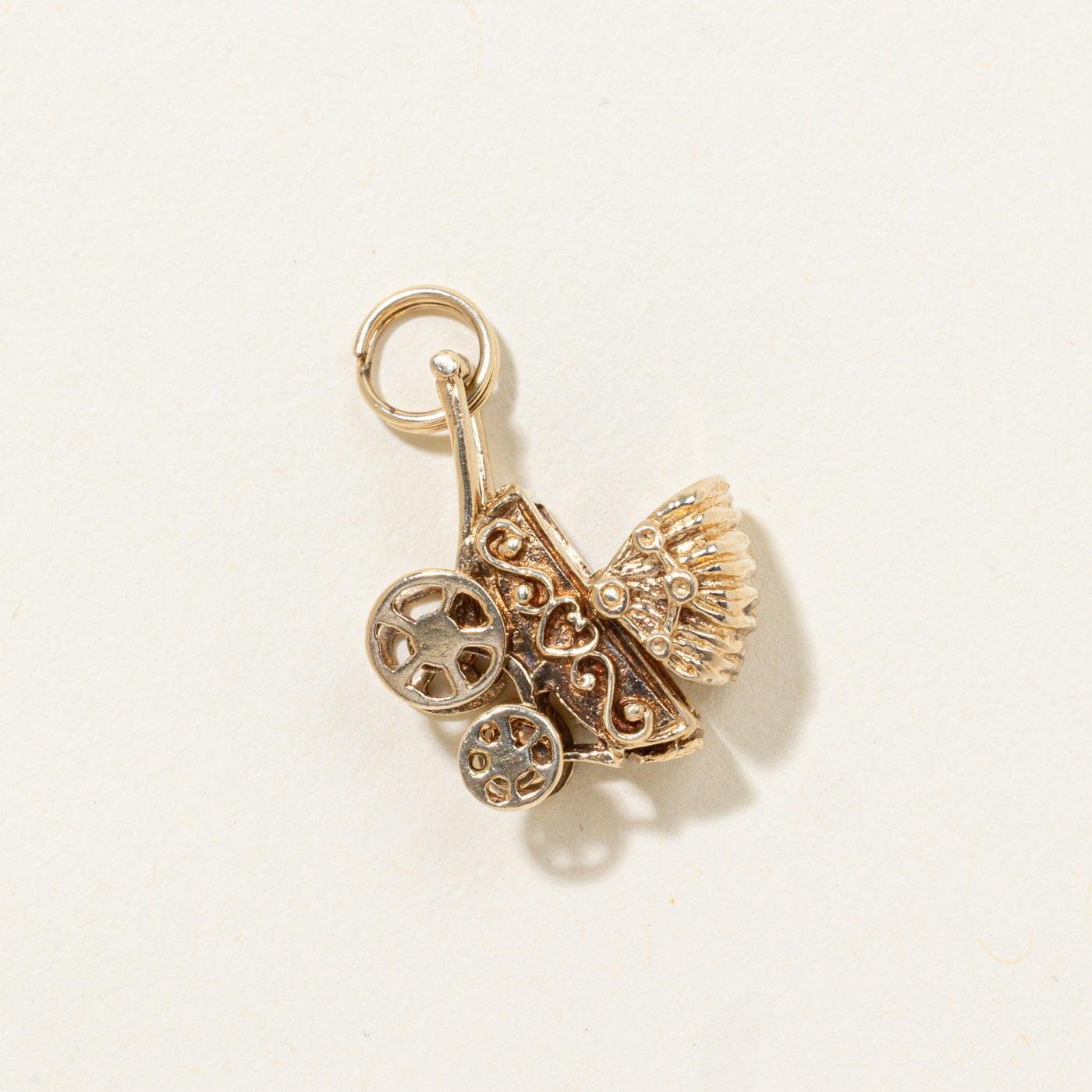 10k Ornate Baby Carriage Charm