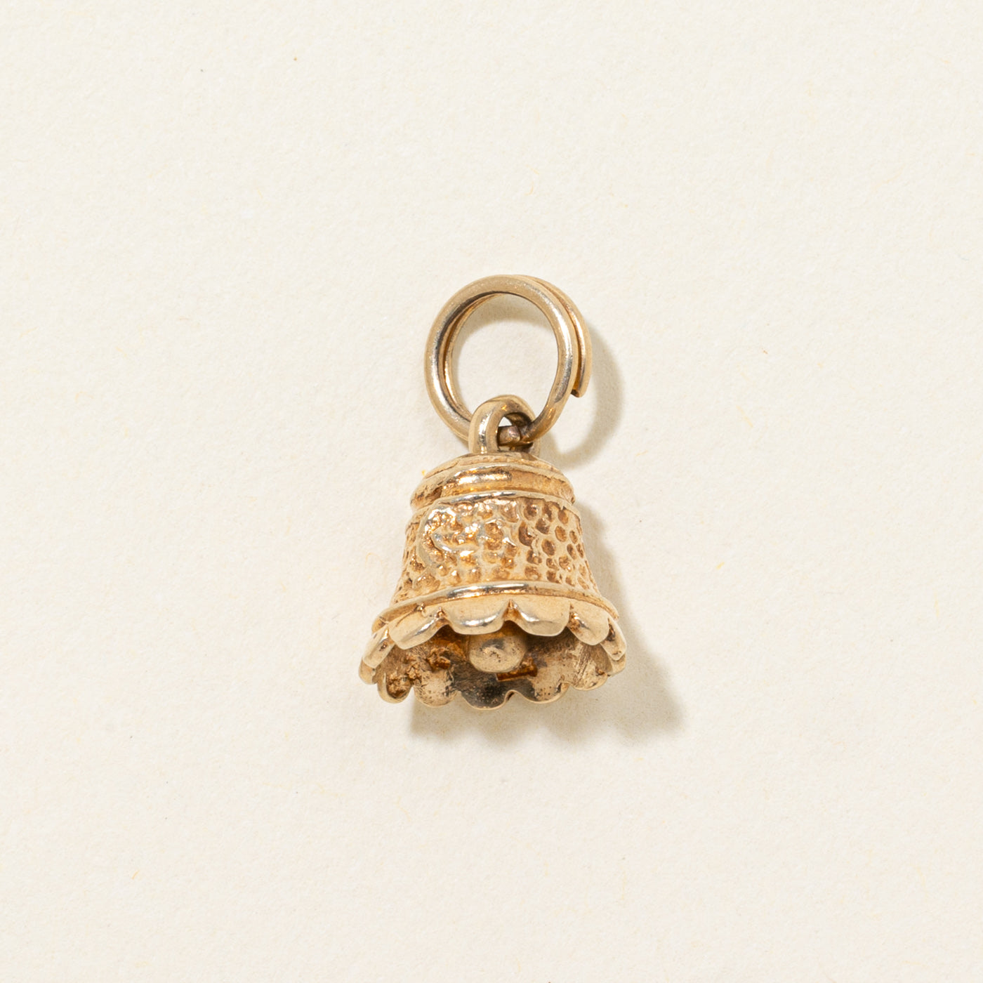 10k Textured Bell Charm