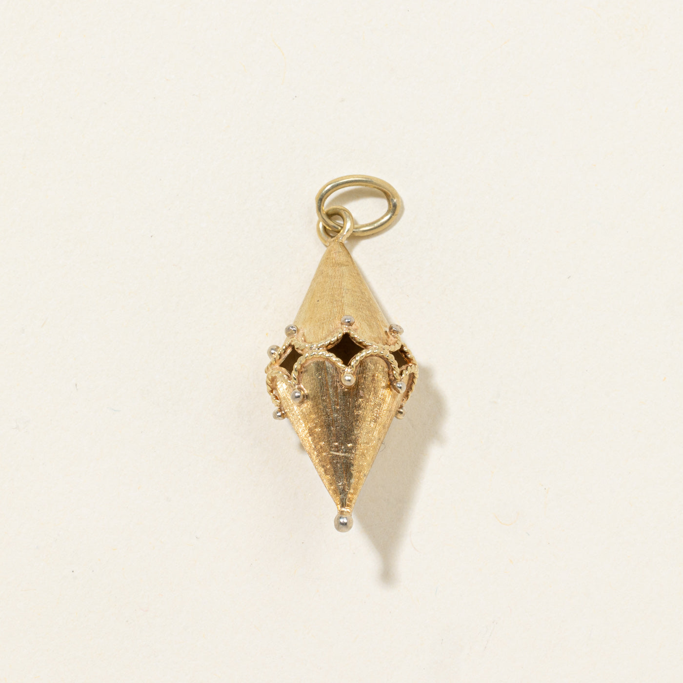 14k Geometric Textured Charm