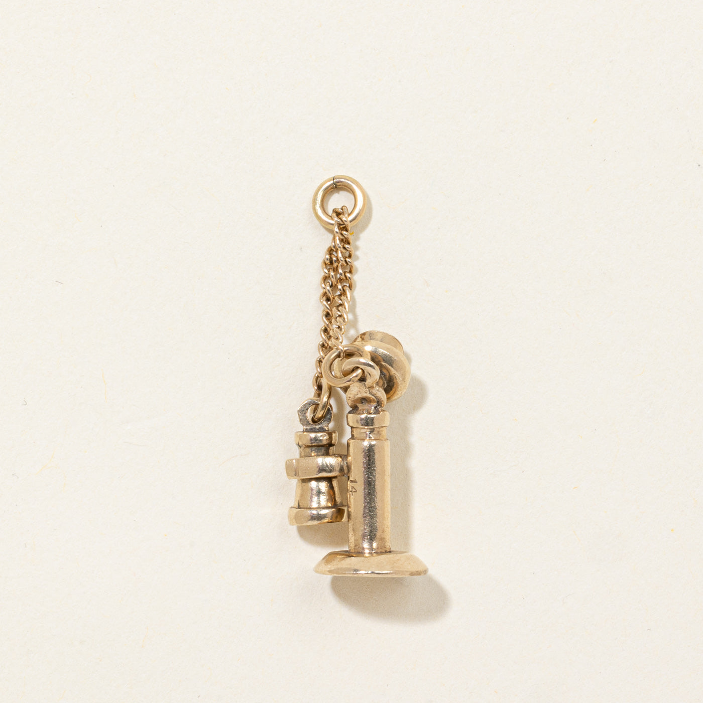 14k Old Telephone Charm