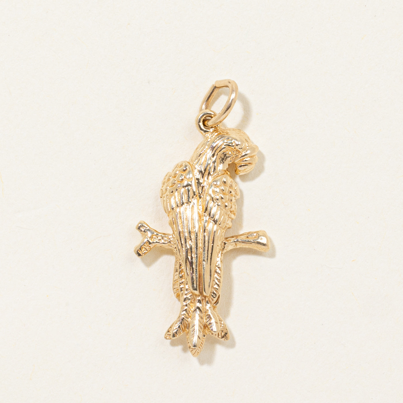 14k Textured Tropical Bird Charm