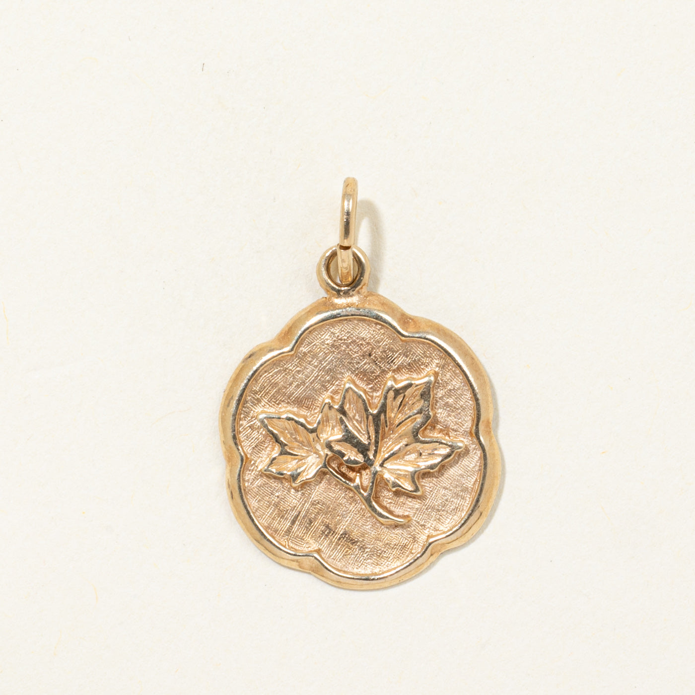 10k Maple Leaf Cross Hatch Pendant