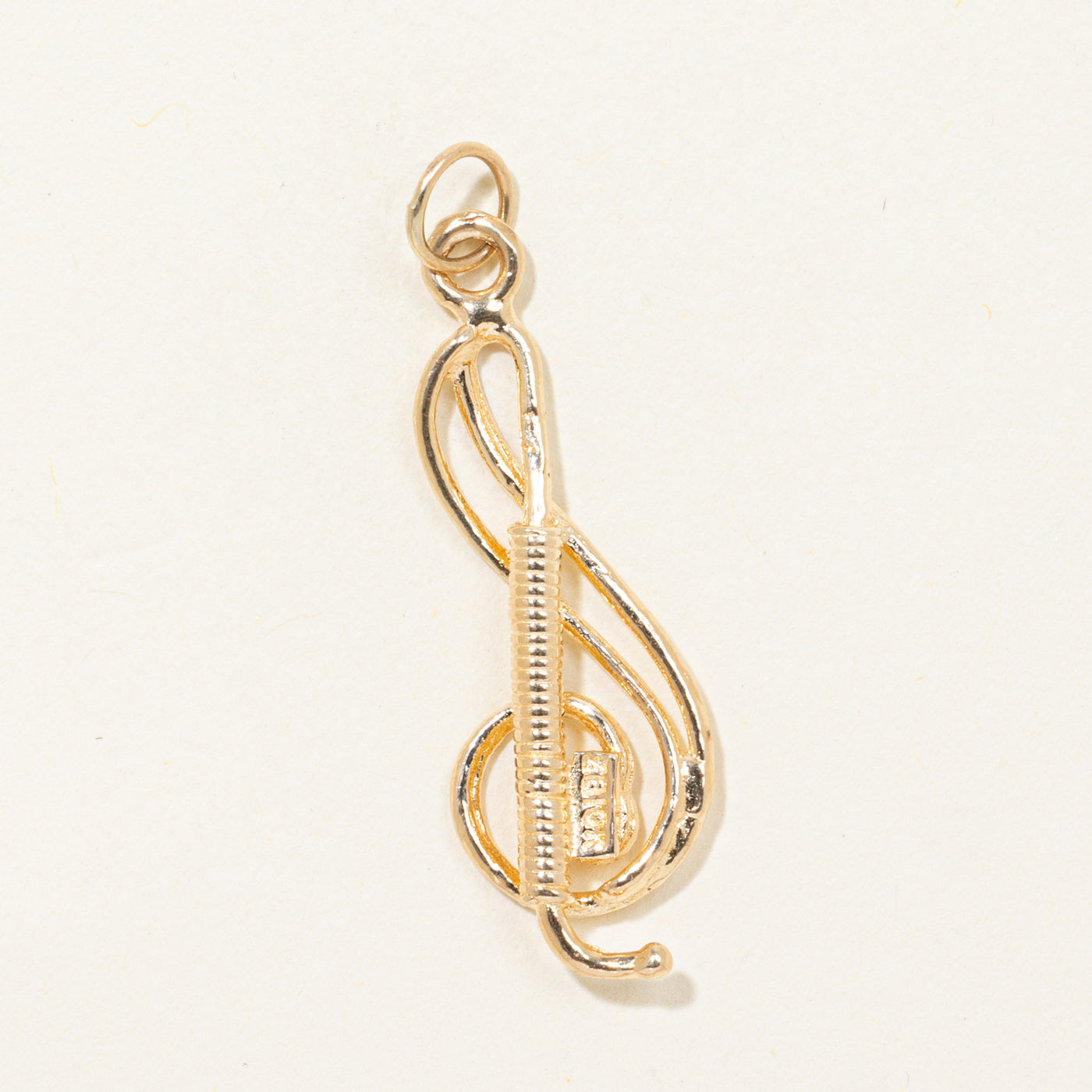 10k Diamond-Cut Treble Clef Charm