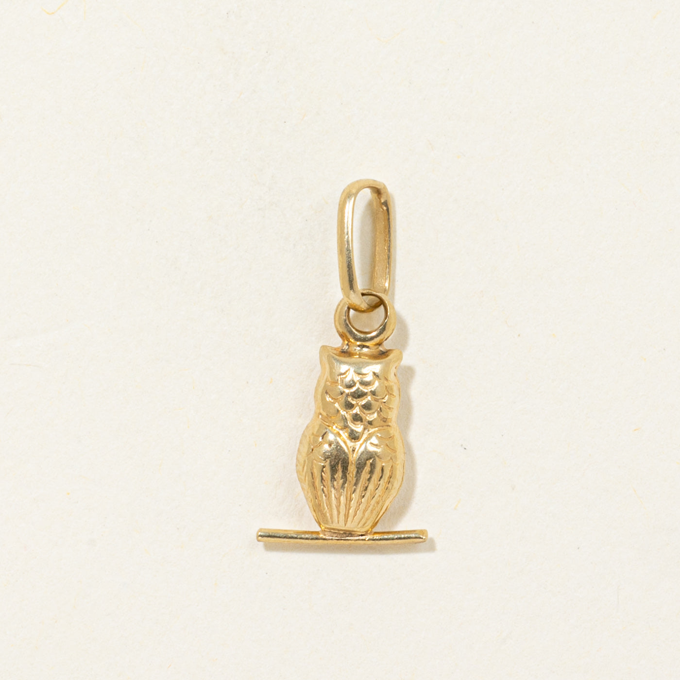 18k Owl on a Branch Charm