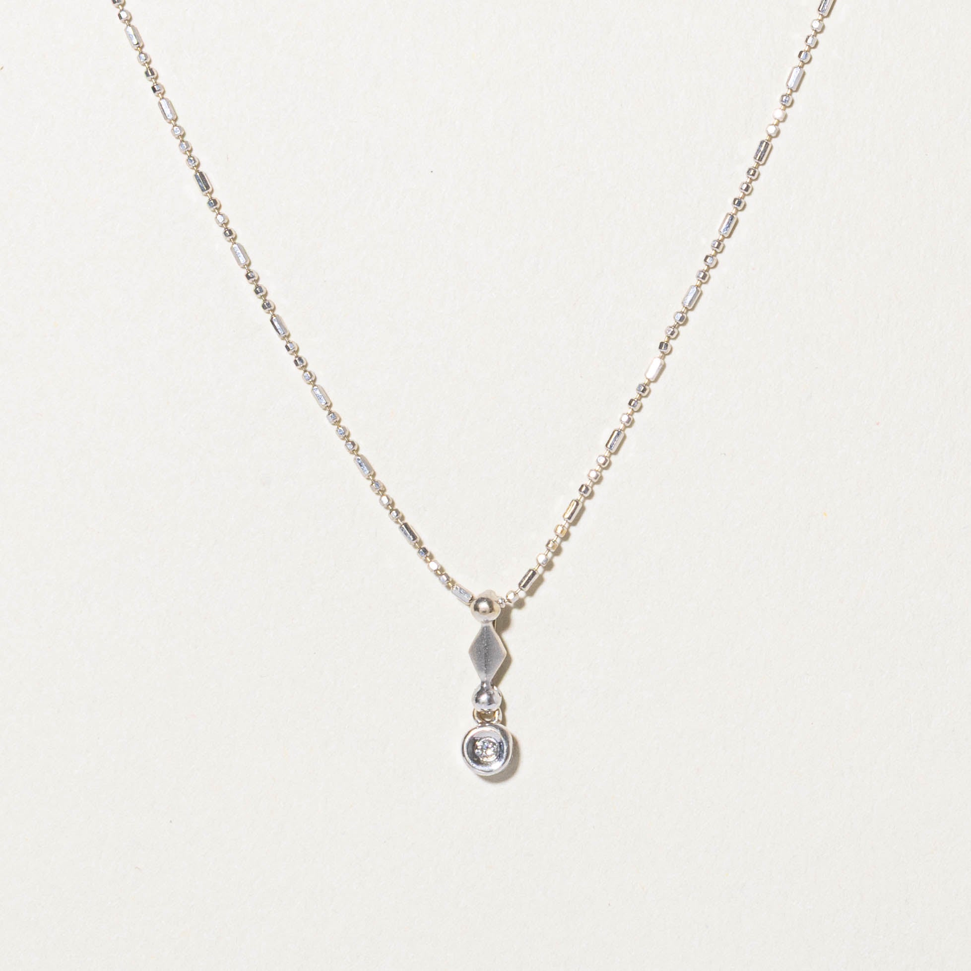 18k Bezel Set Diamond Drop Pendant Necklace | 0.01ctw | 16"