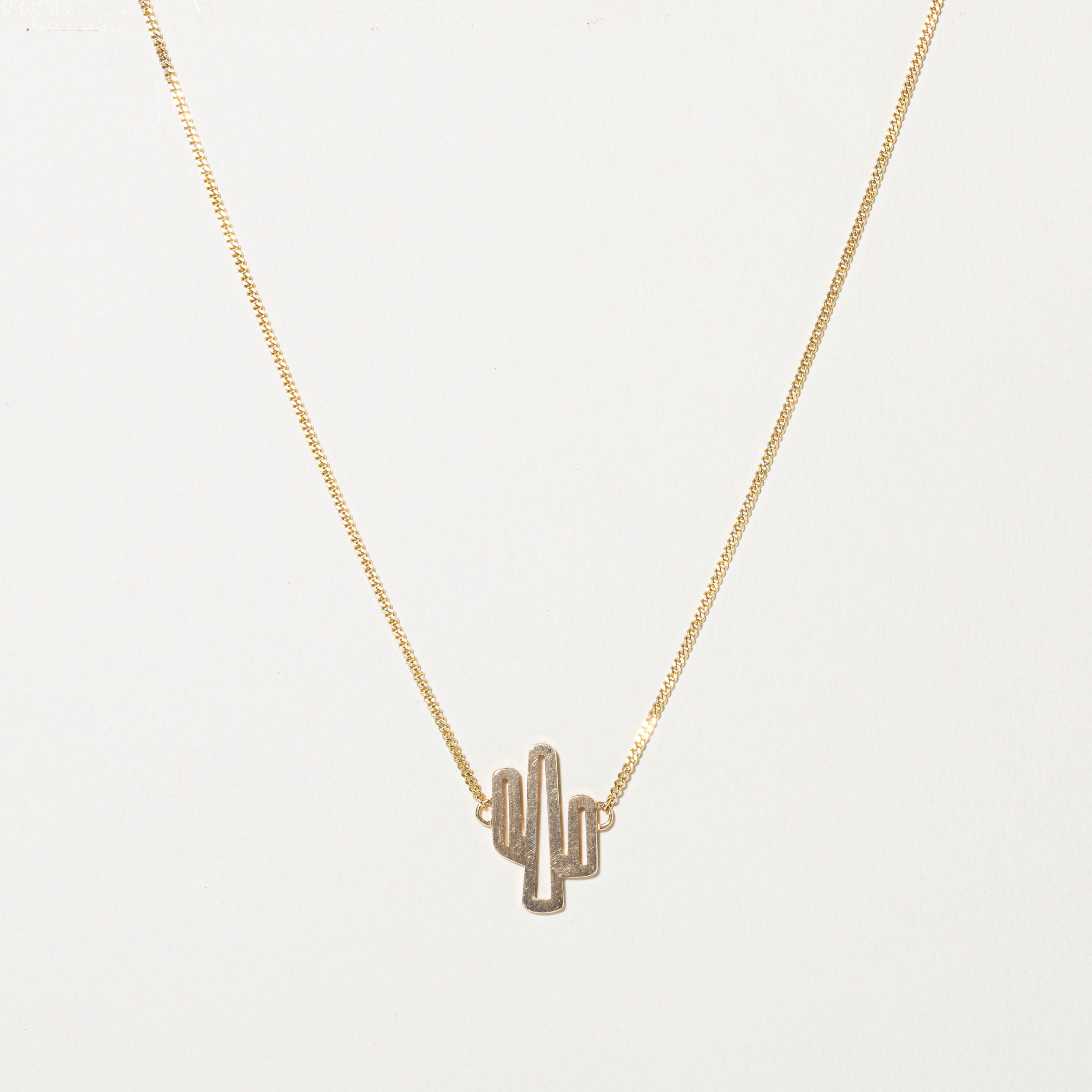 14k Openwork Cactus Pendant Necklace | 17"