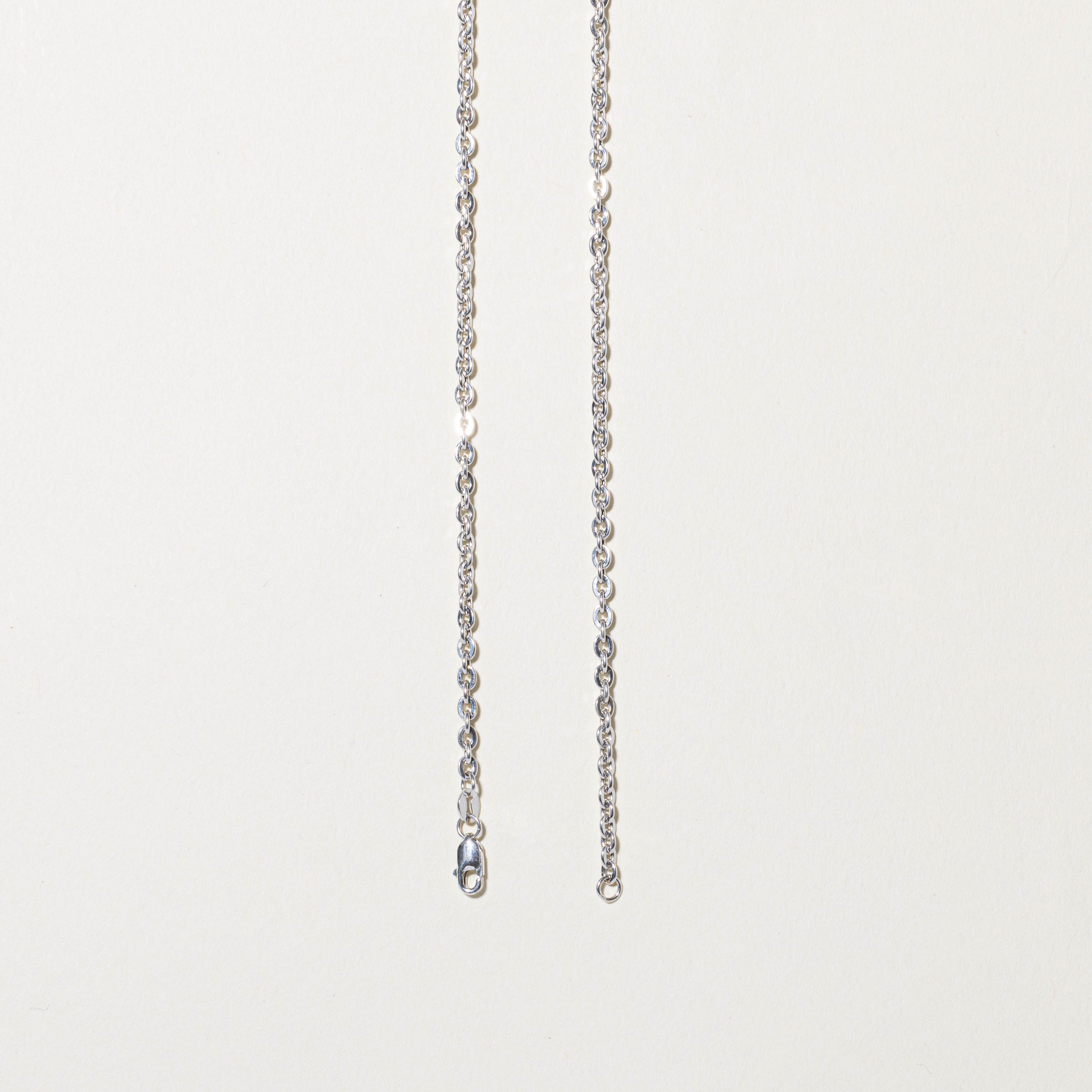 18k White Gold Cable Link Chain | 17"