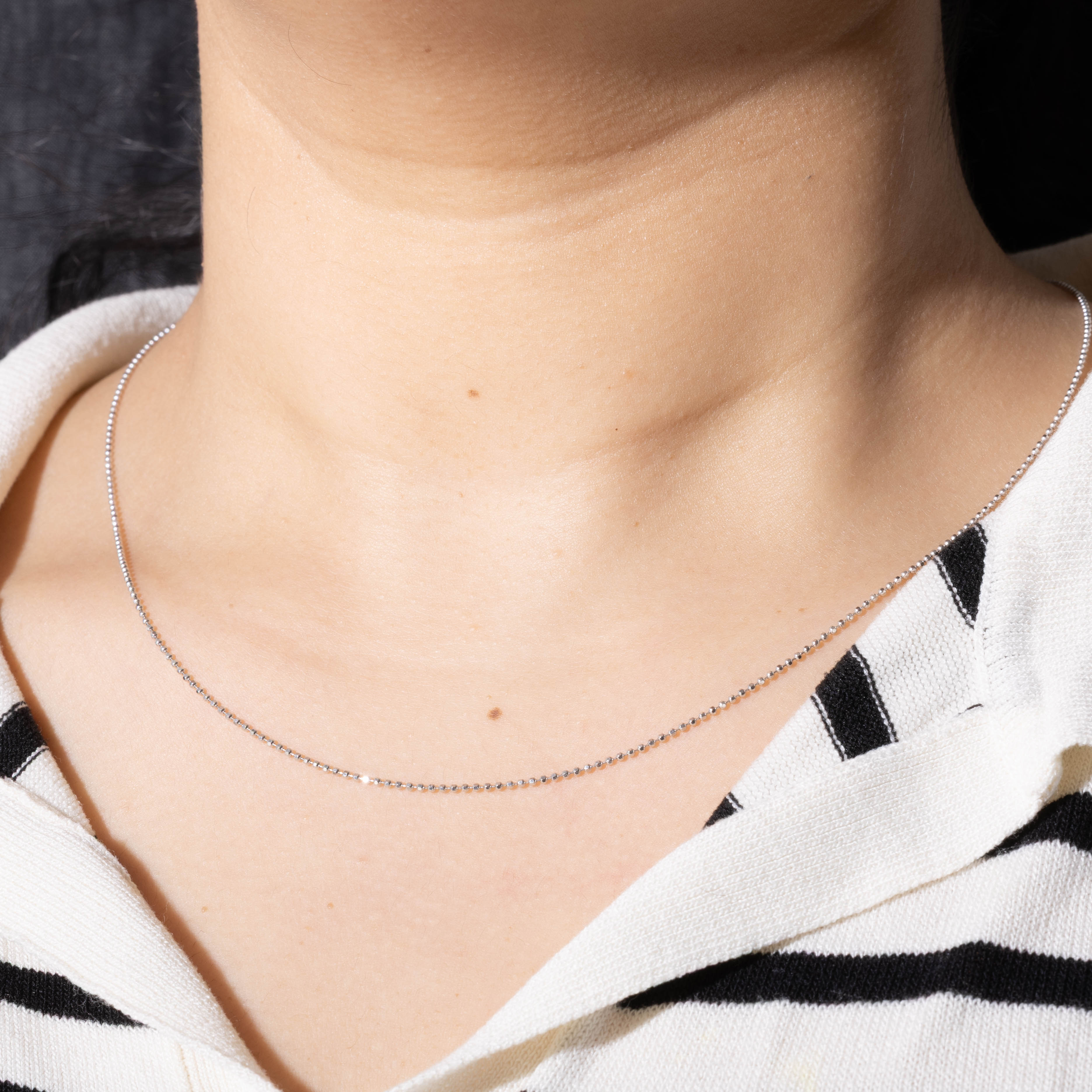 Italian 14k White Gold Bead Link Chain | 17.5"