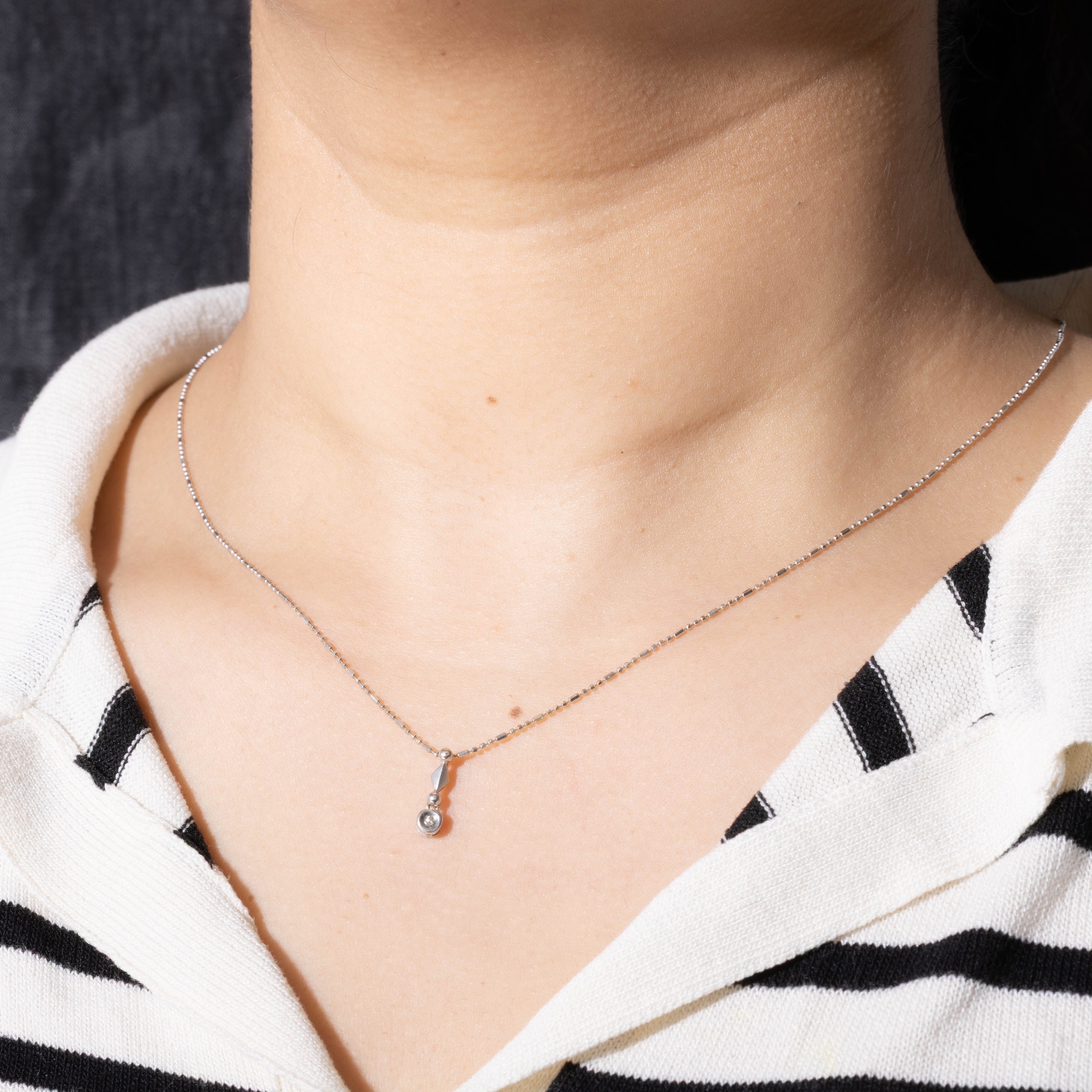 18k Bezel Set Diamond Drop Pendant Necklace | 0.01ctw | 16"