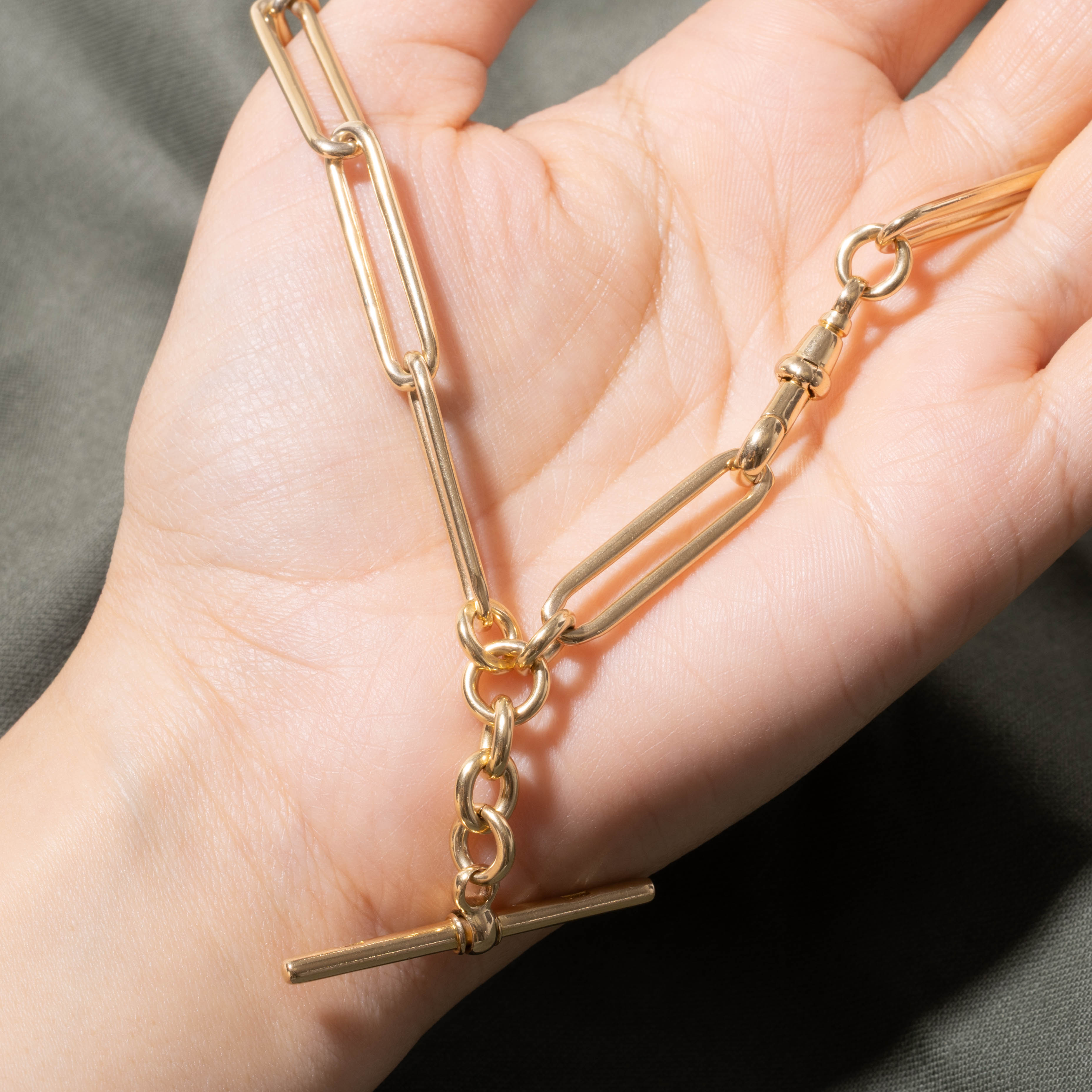 18k Paperclip Link Bar Charm Bracelet