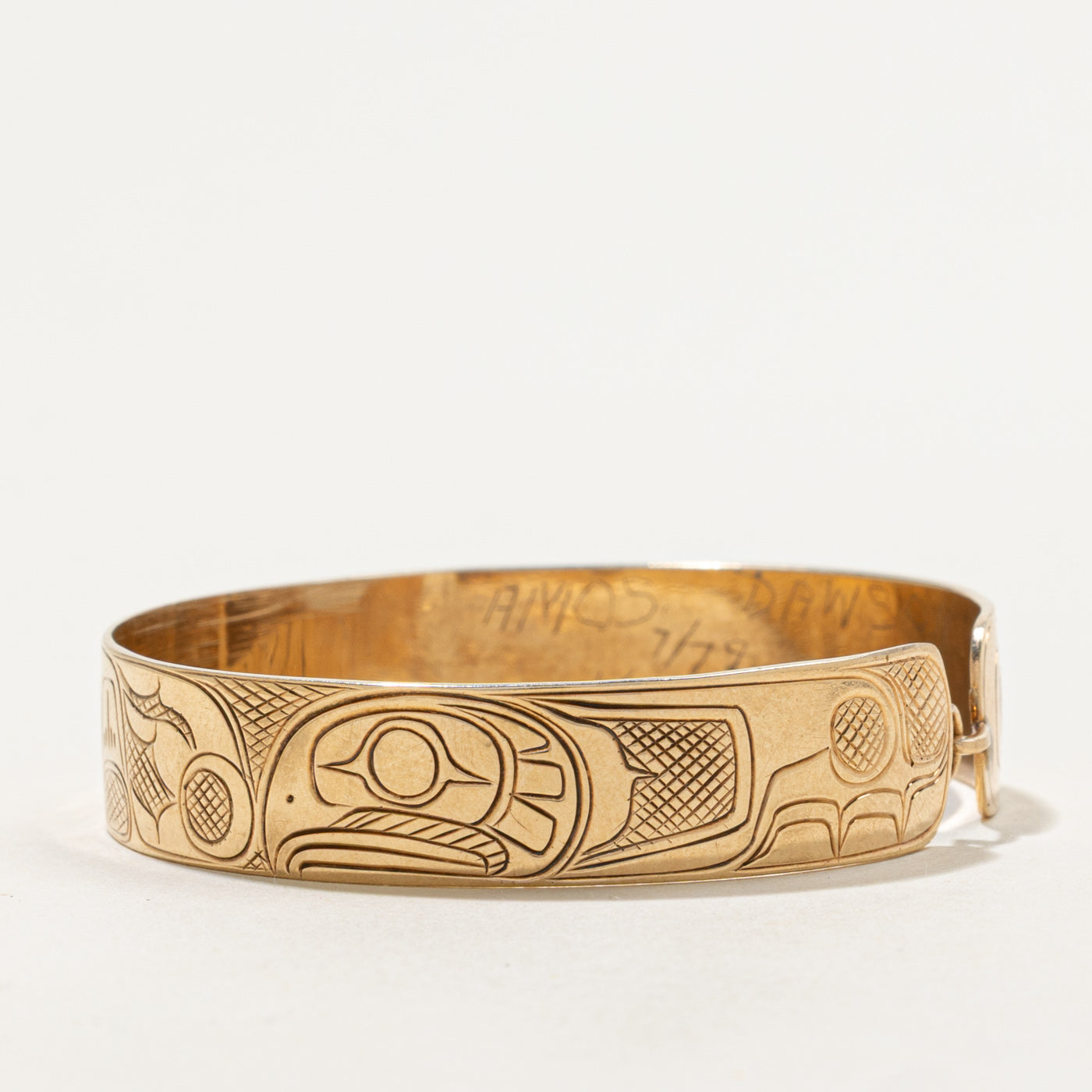 'Amos Dawson' 10k Engraved Indigenous Cuff | 10.20mm | 5.5"