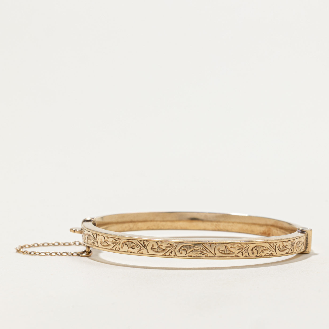 'Birks' 9k Engraved Floral Bangle | 6.40mm | 7"