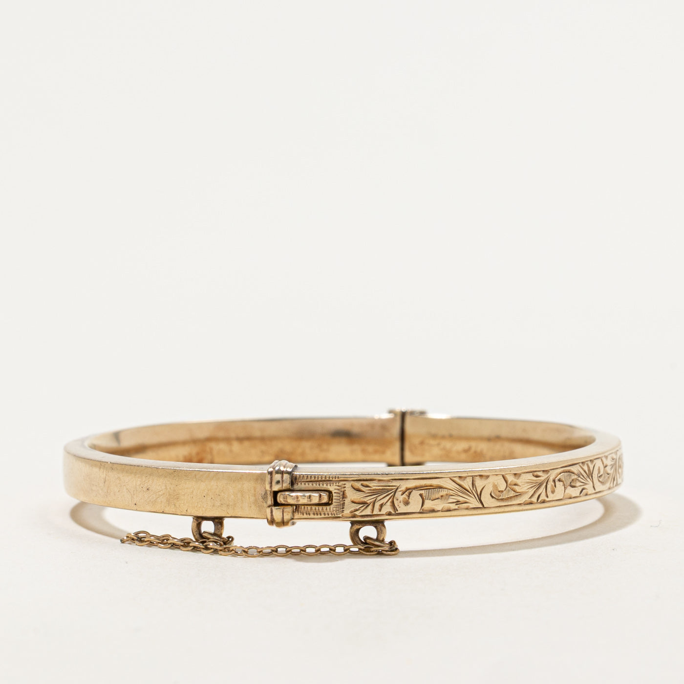 'Birks' 9k Engraved Floral Bangle | 6.40mm | 7"