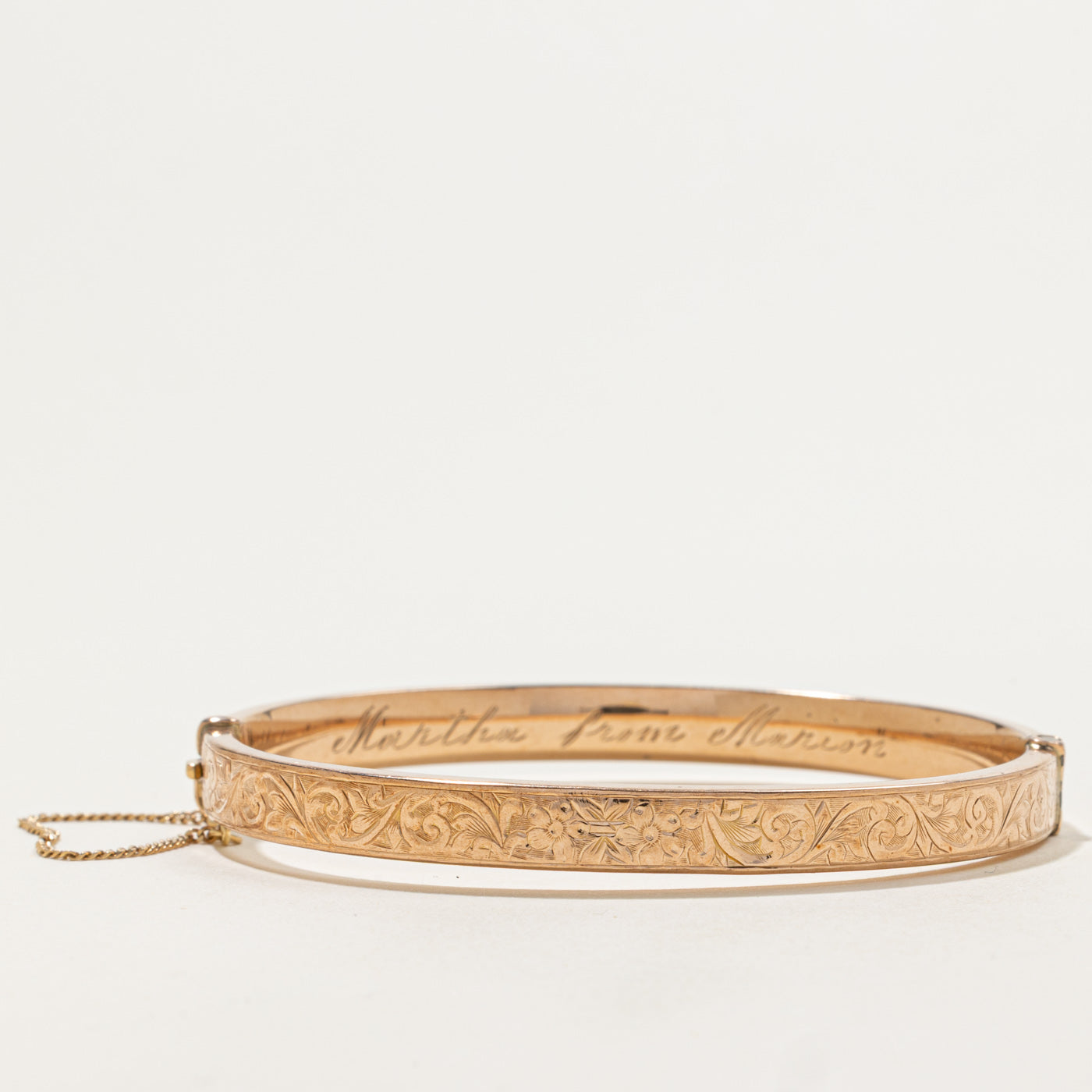 ‘Birks’ 9k Engraved Floral Bangle | 6.40mm | 7"