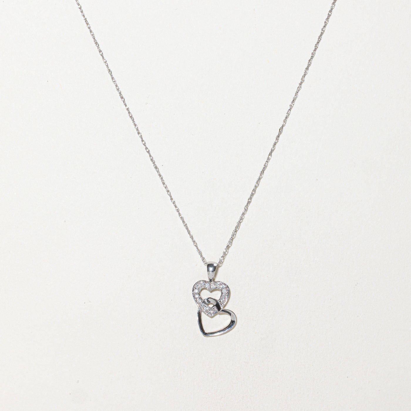 10k Diamond Hearts Pendant Necklace | 0.08ctw | 16"