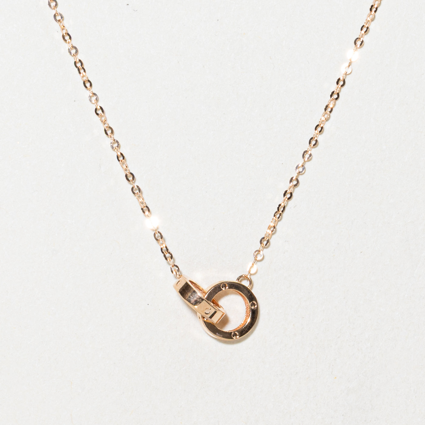 18k Rose Gold Interlocking Links Necklace | 18"
