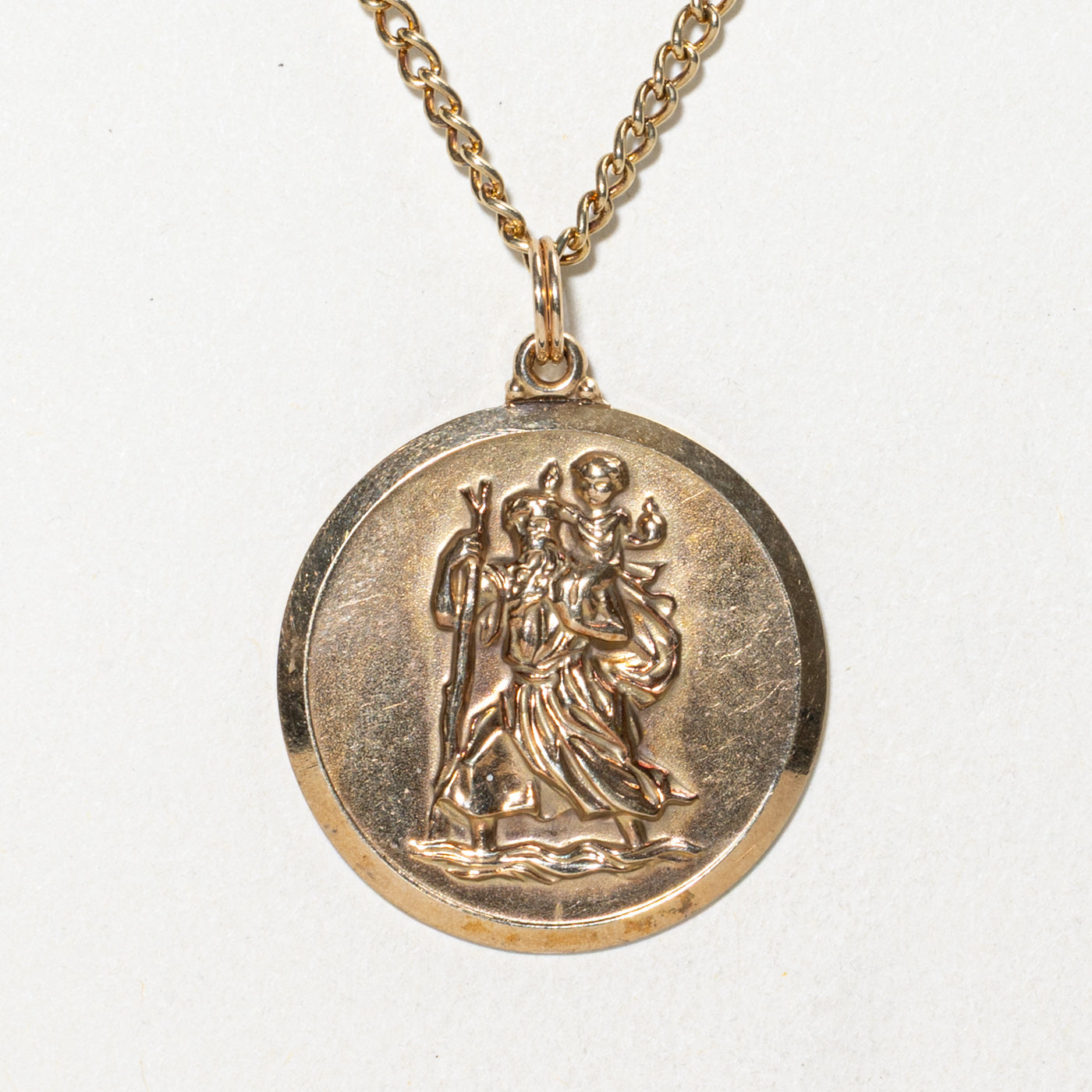 1964 London 9k St. Christopher Medallion Necklace | 12"