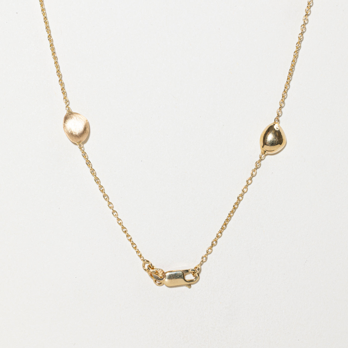 14k Satellite Textured Bead Necklace | 17"