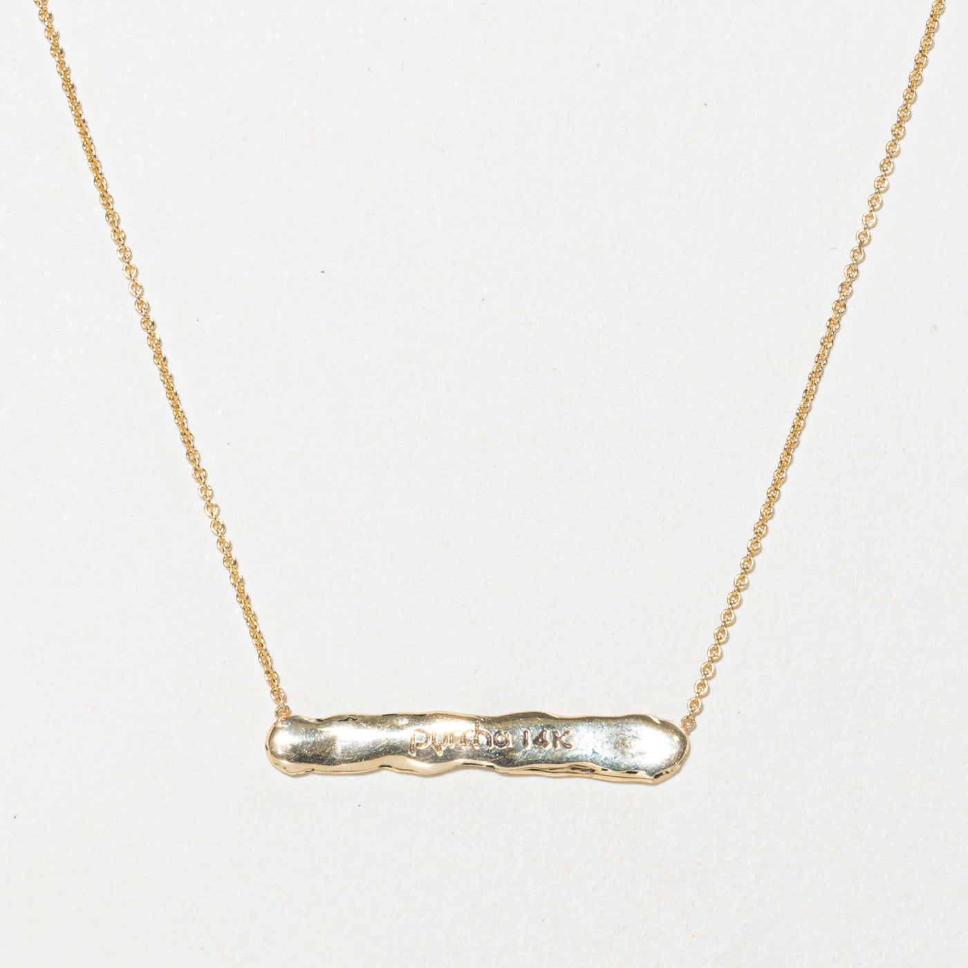 ‘Pyrrha’ 14k "Cor Meum Tuum Est" Bar Necklace | 15.5"