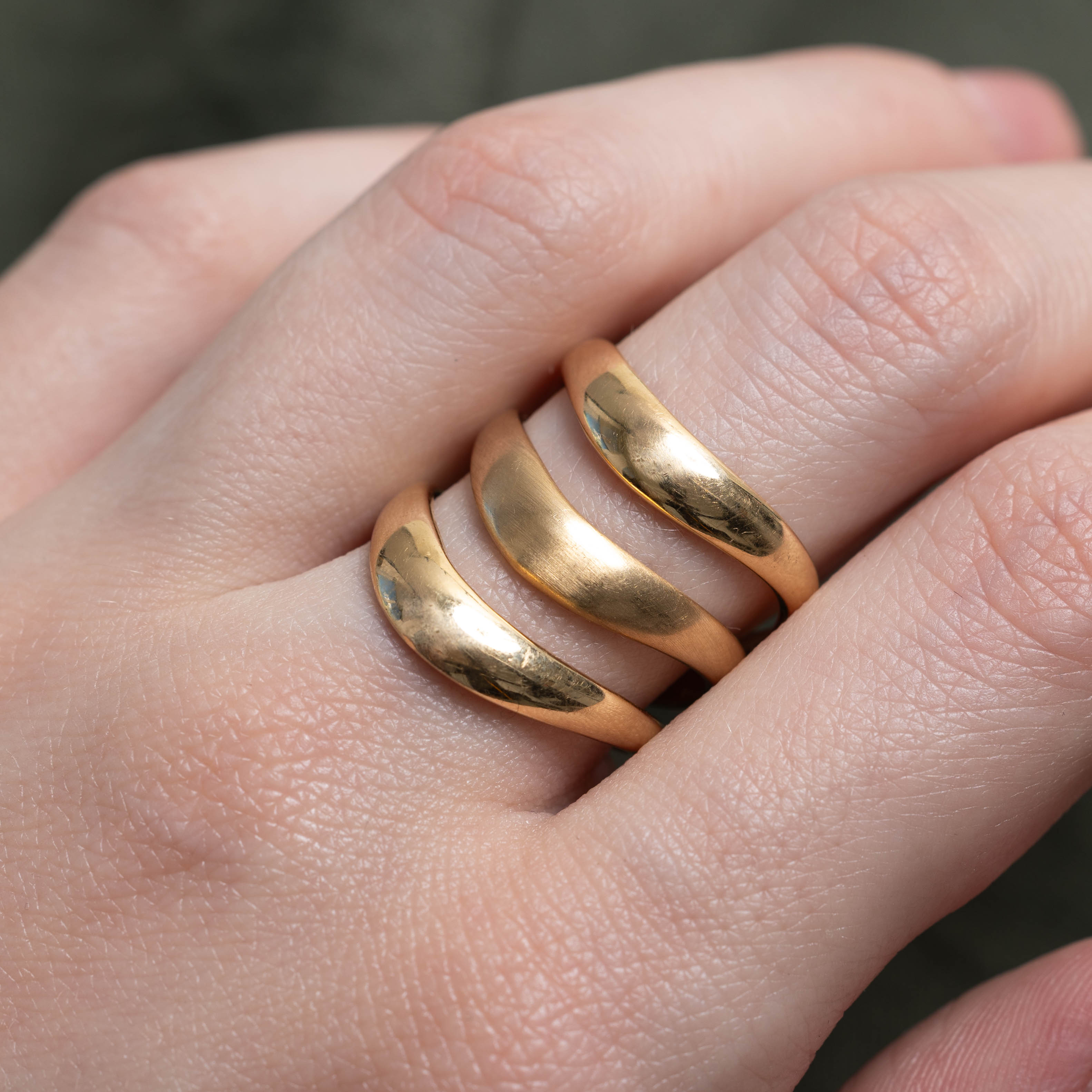 Italian 18k Yellow Gold Layered Ring | SZ 8.75