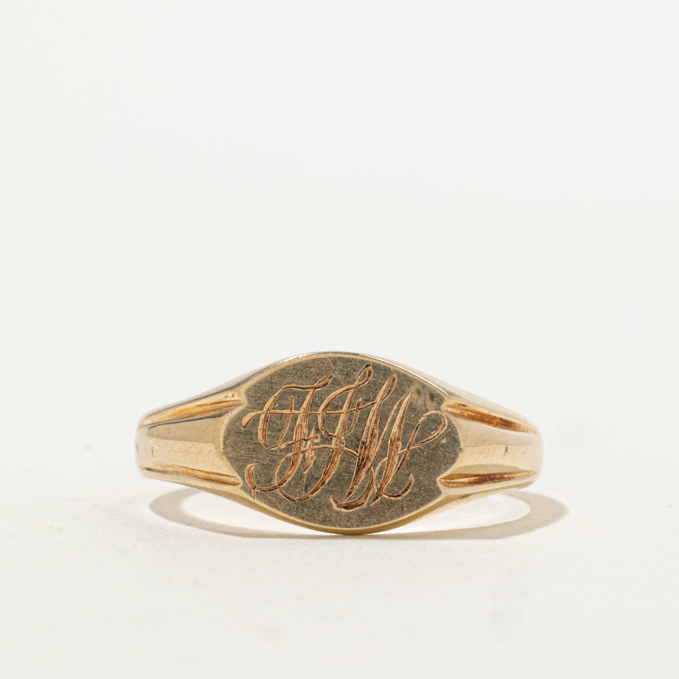 10k Yellow Gold Initialized Signet Ring | SZ 9