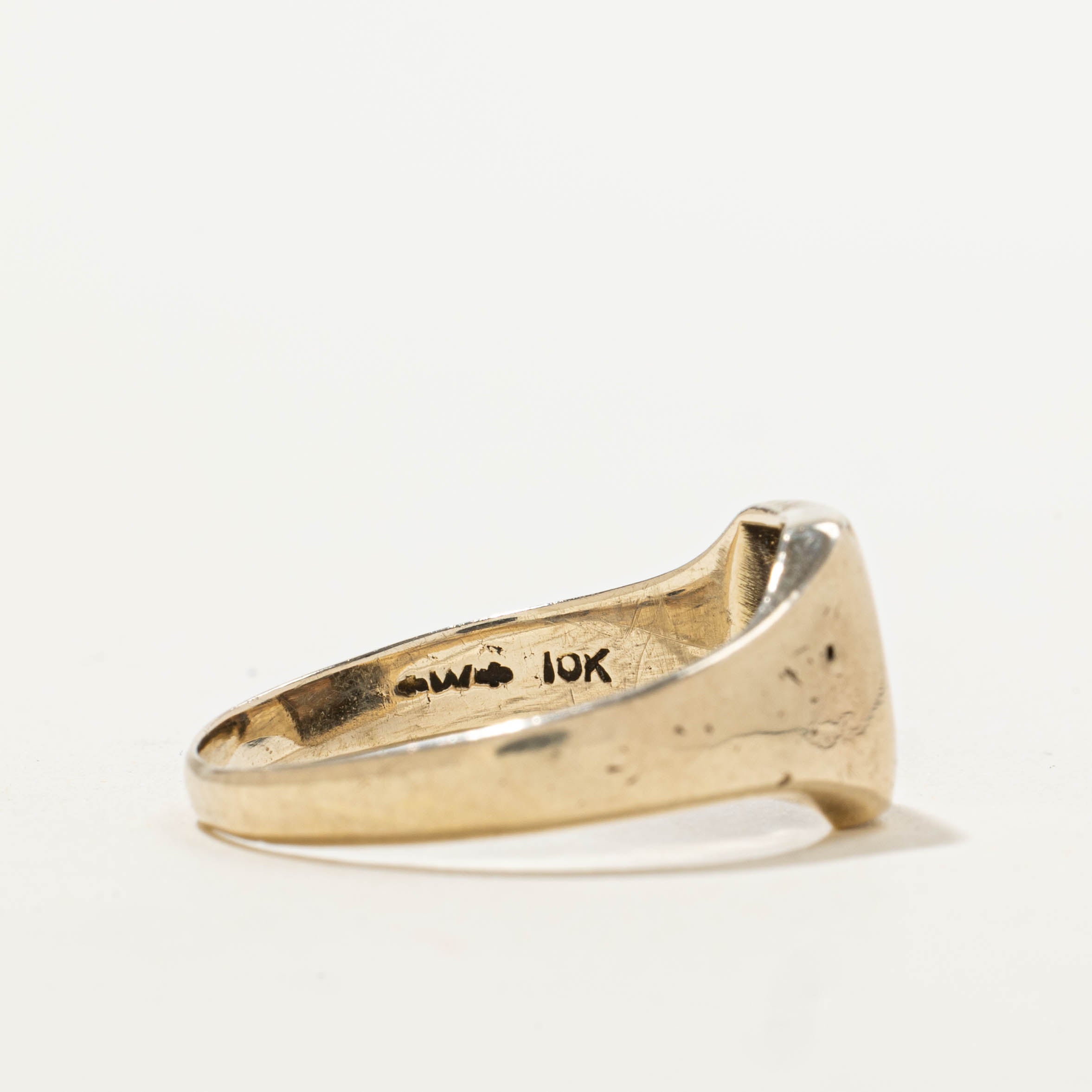 10k Yellow Gold Initialized Signet Ring | SZ 10.25