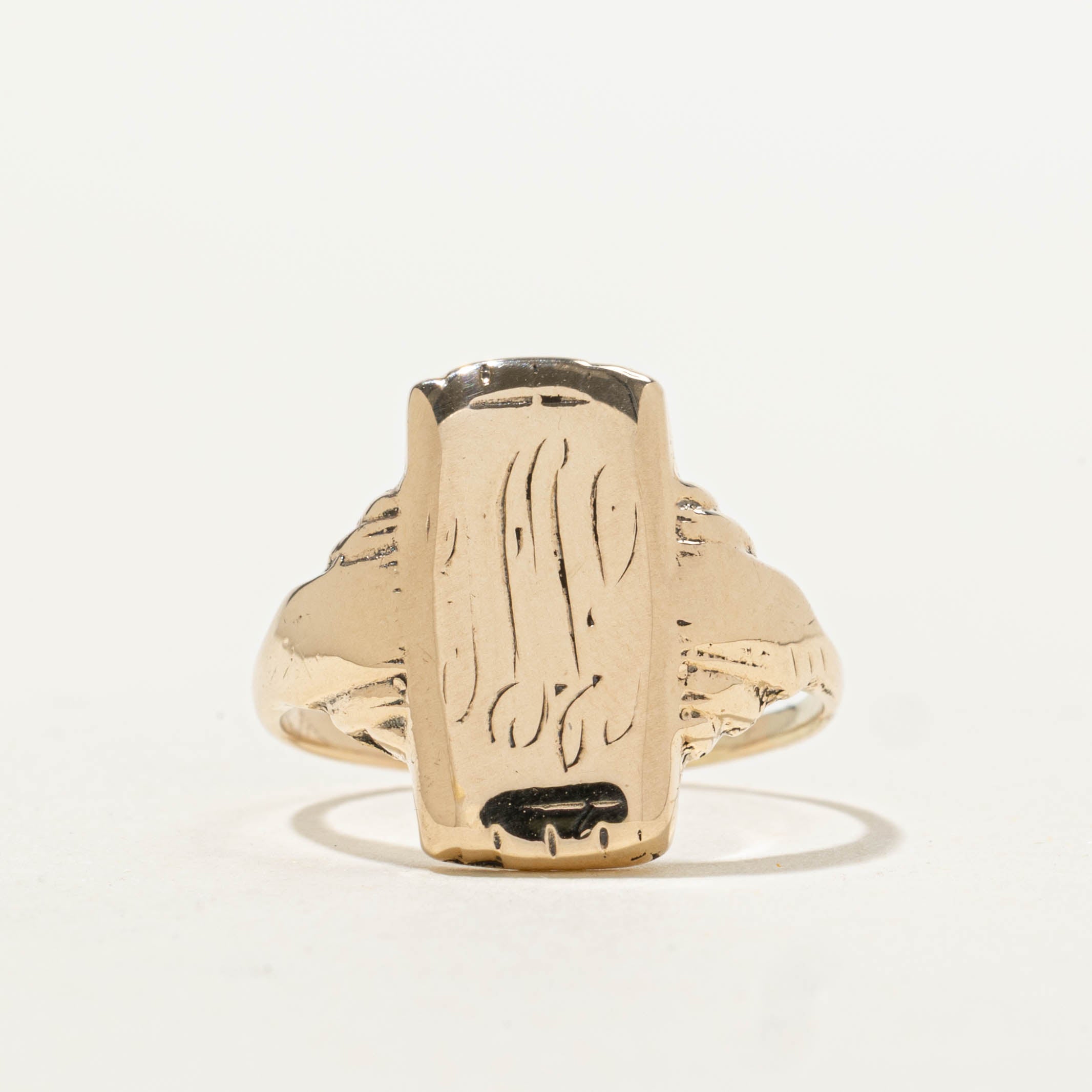 10k Yellow Gold Initialized Signet Ring | SZ 4