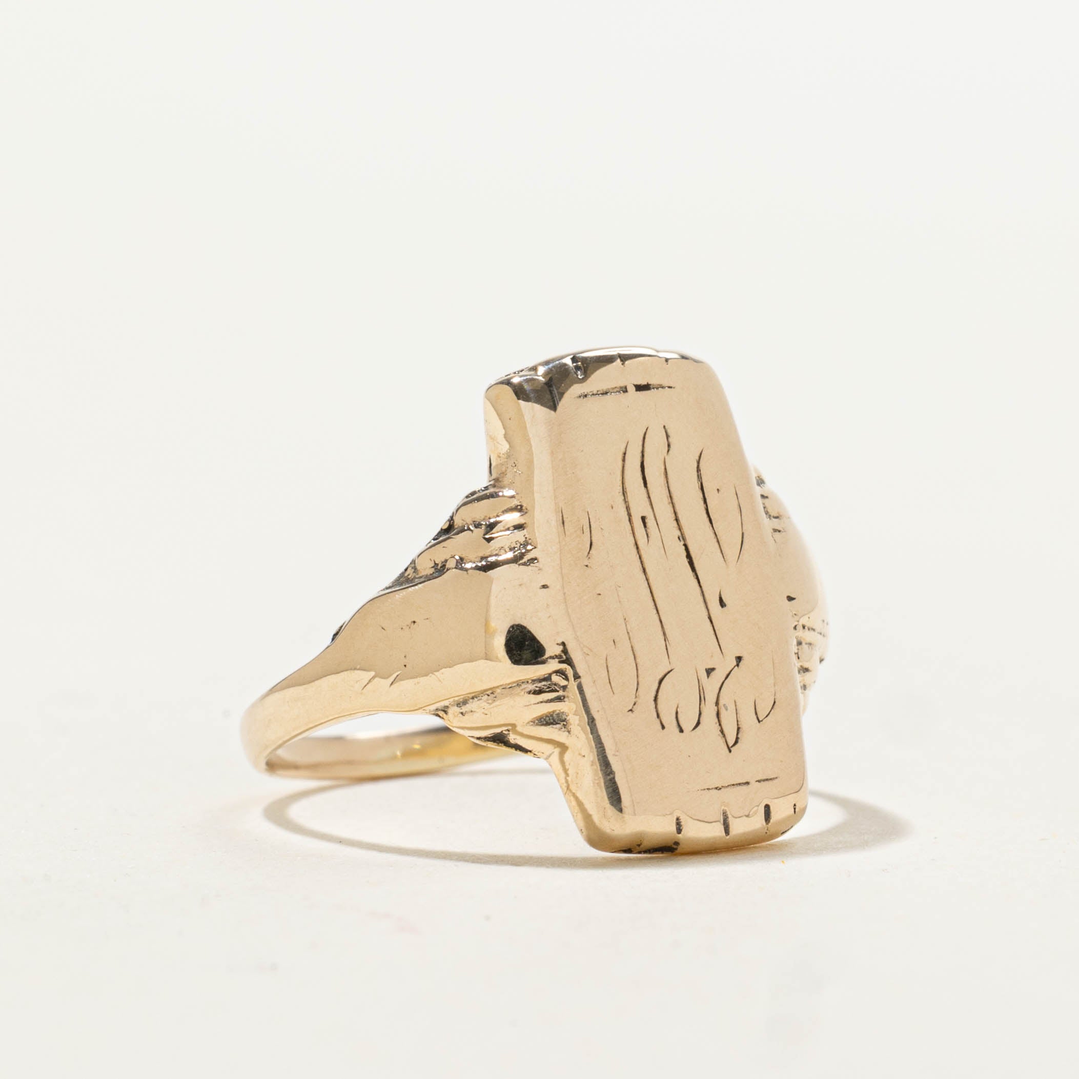 10k Yellow Gold Initialized Signet Ring | SZ 4