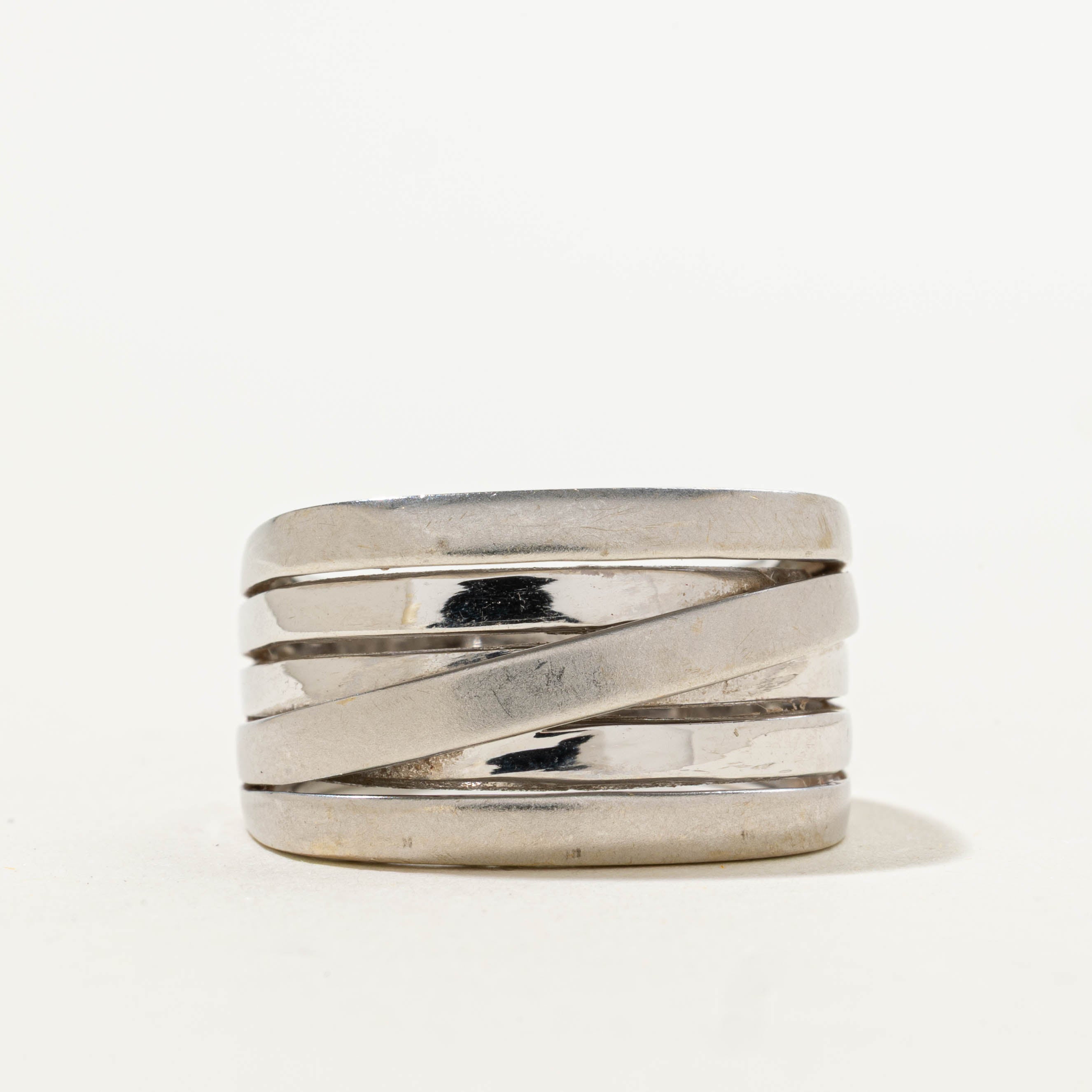 14k White Gold Faux Interlocking Ring | SZ 7.5