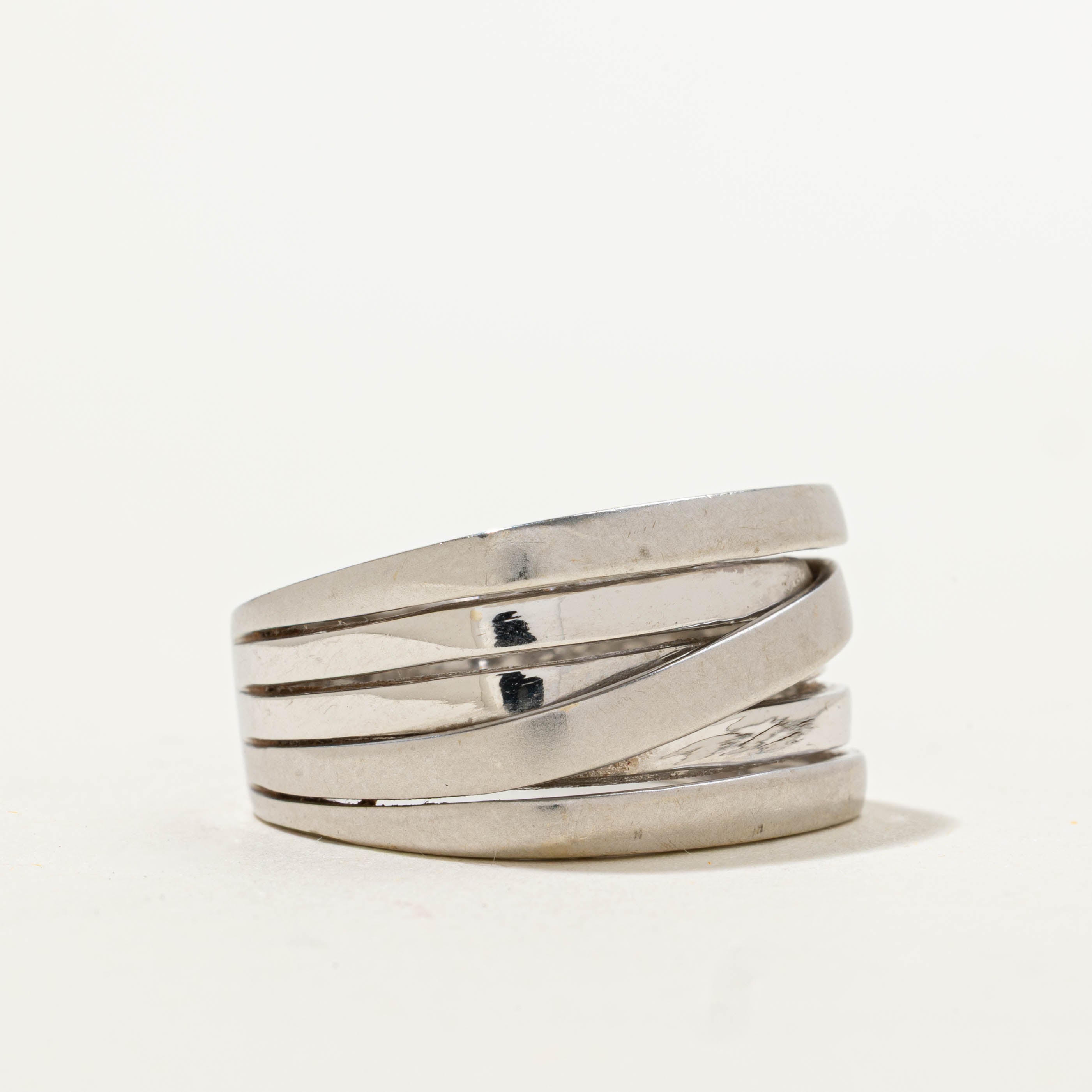 14k White Gold Faux Interlocking Ring | SZ 7.5