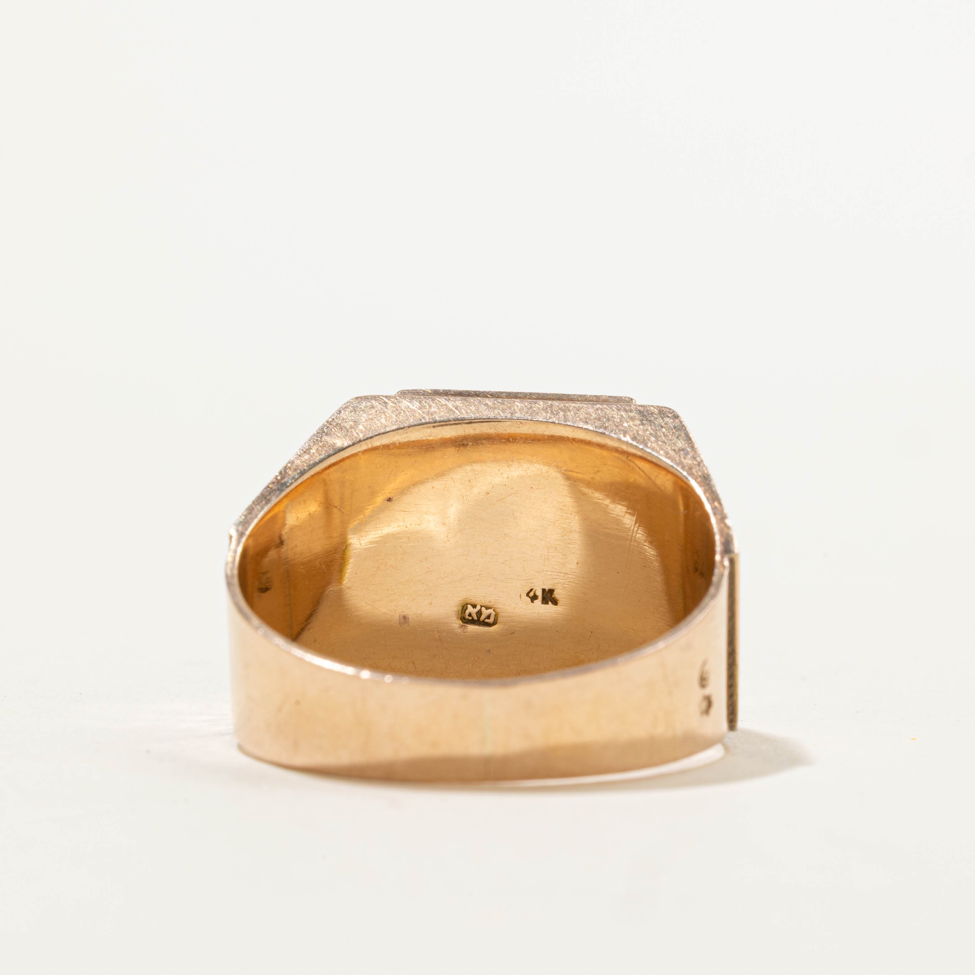 14k Engraved “HN” Crest Signet Ring | SZ 12.25
