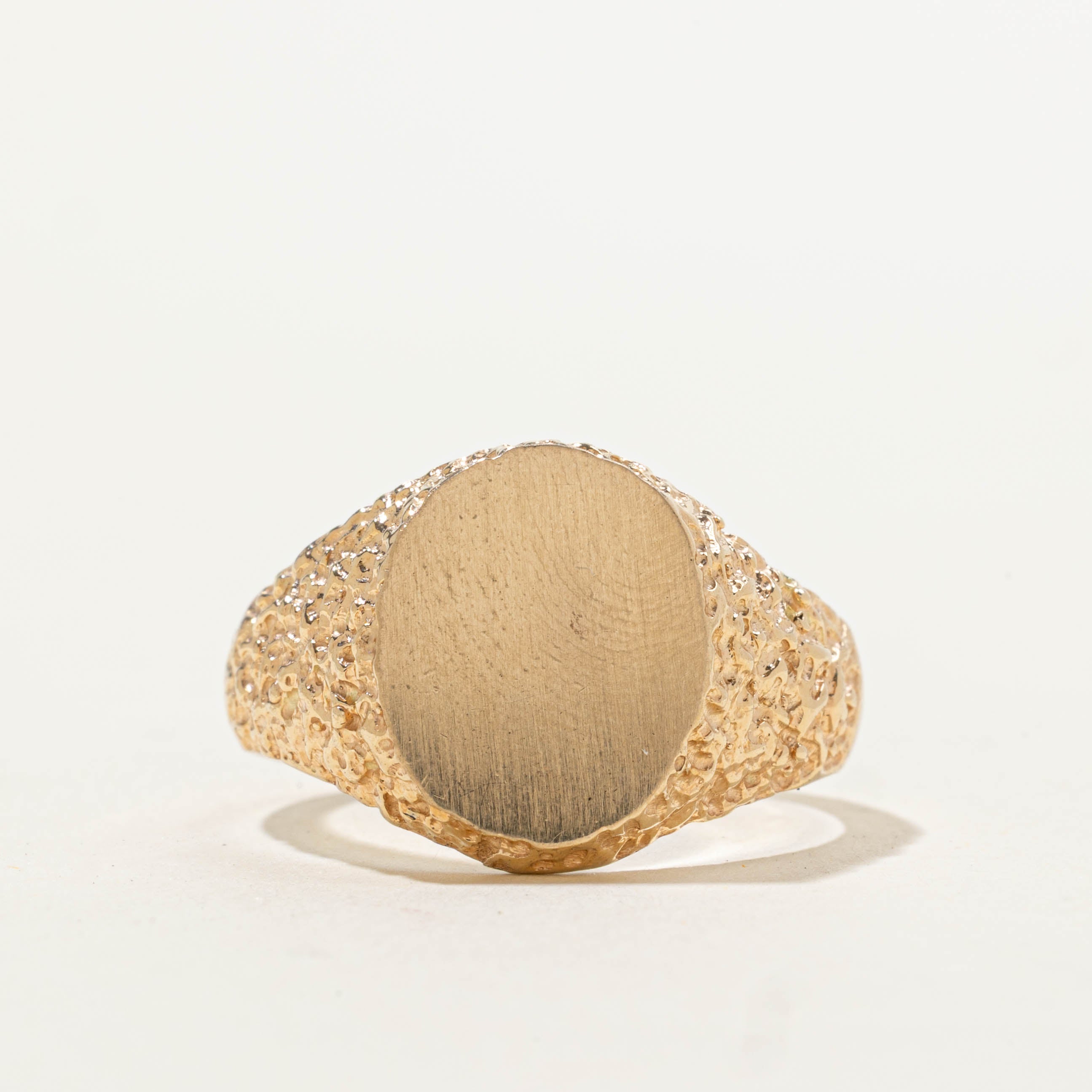 14k Rough Textured Signet Ring | SZ 9.75