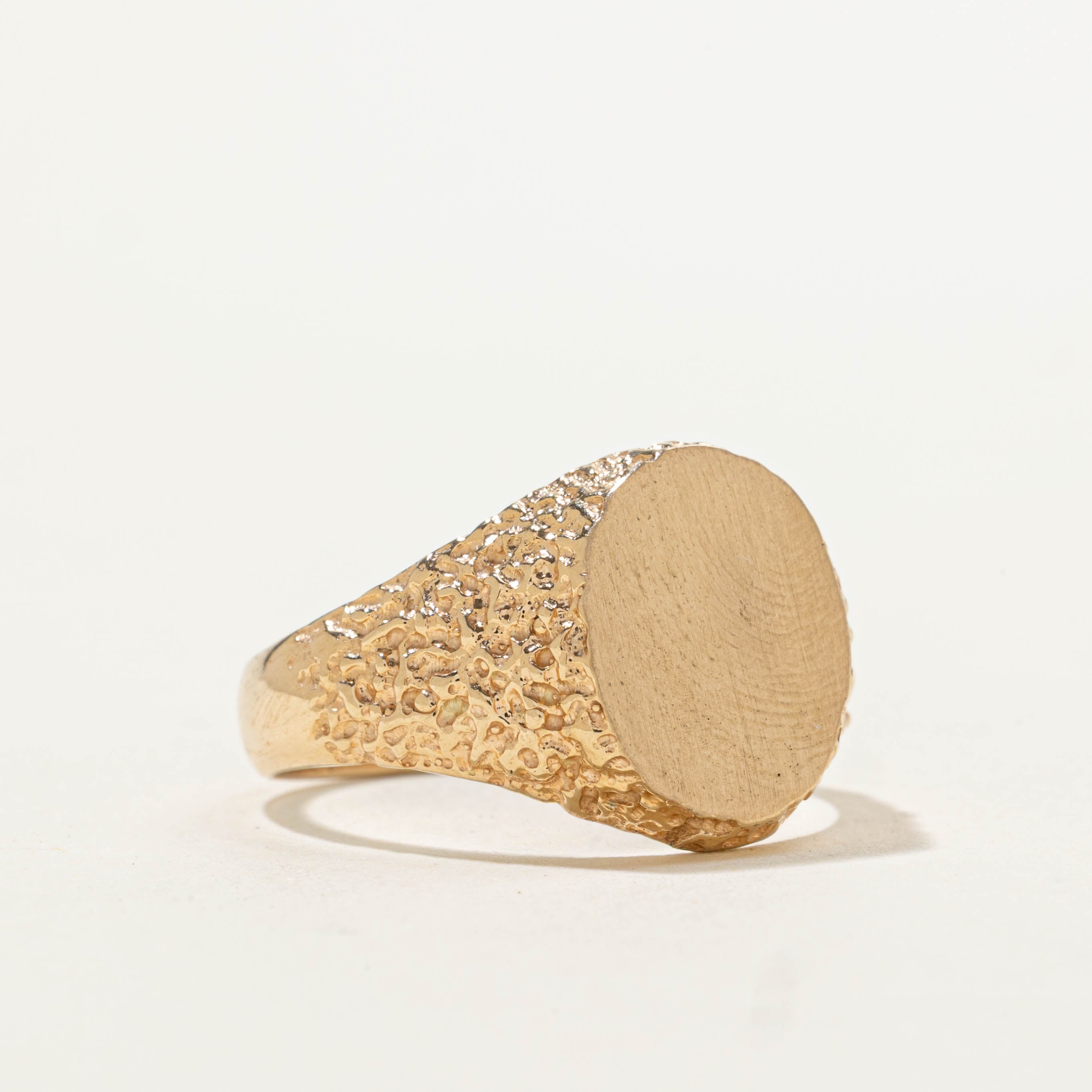 14k Rough Textured Signet Ring | SZ 9.75