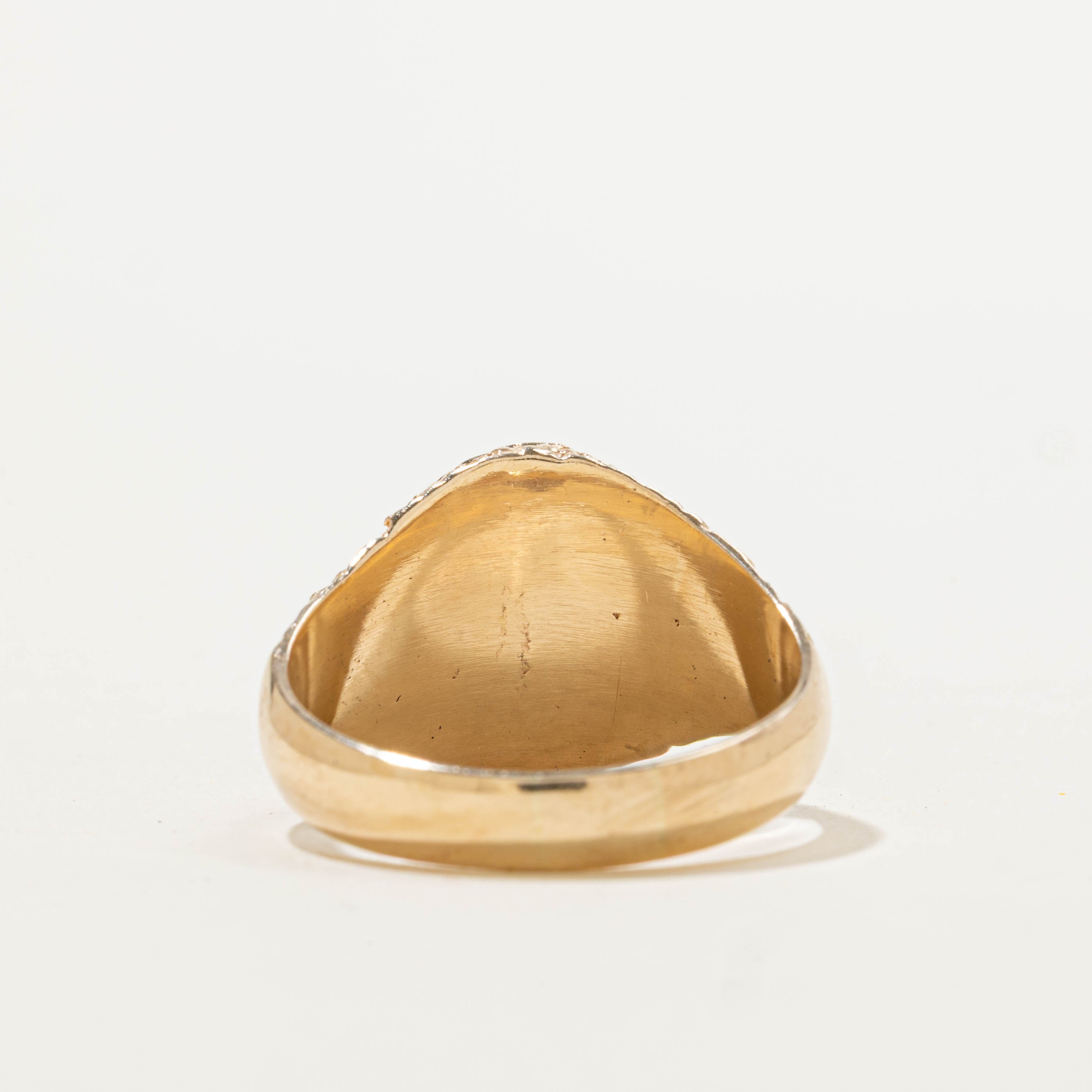 14k Rough Textured Signet Ring | SZ 9.75