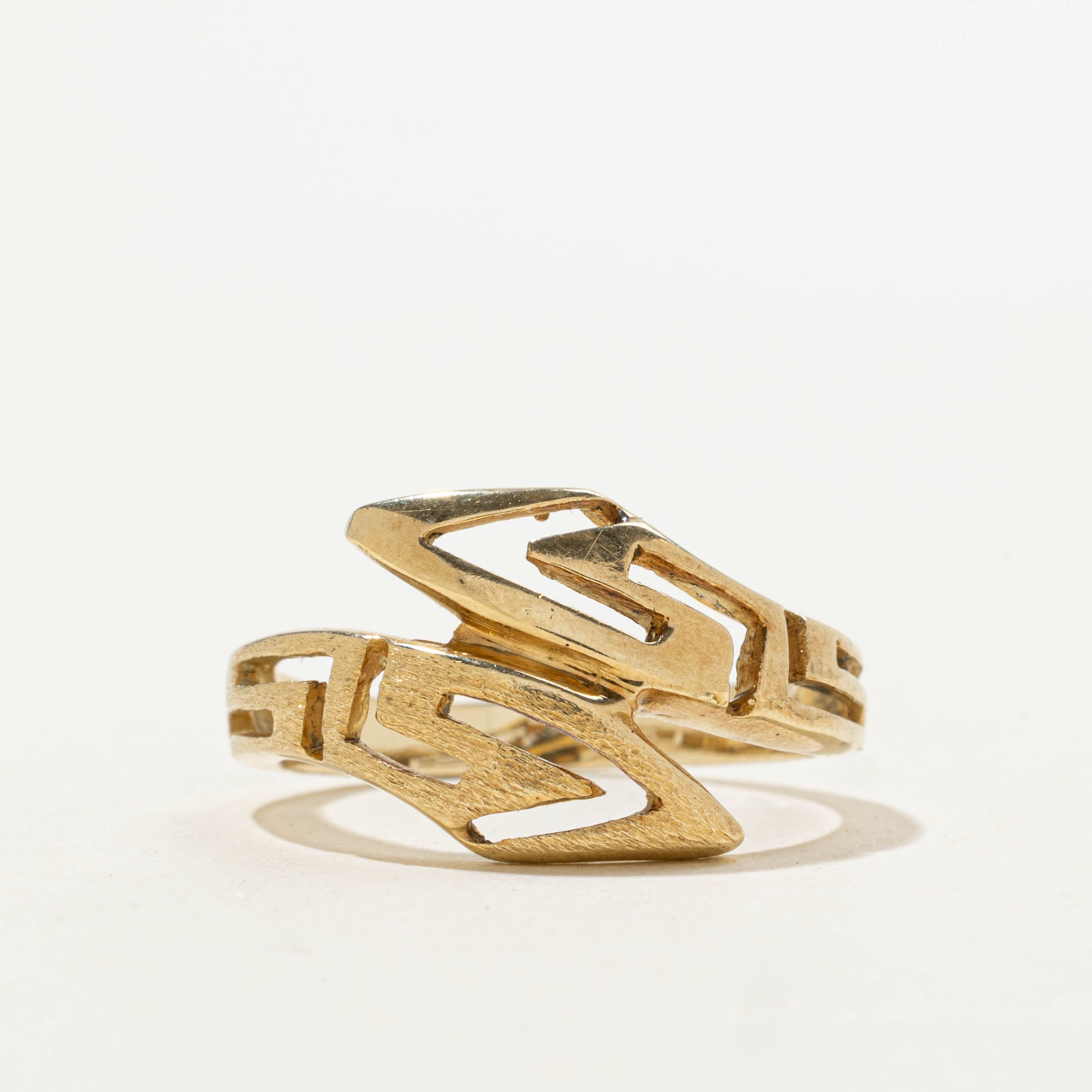 14k Openwork Geometric Bypass Ring | SZ 8