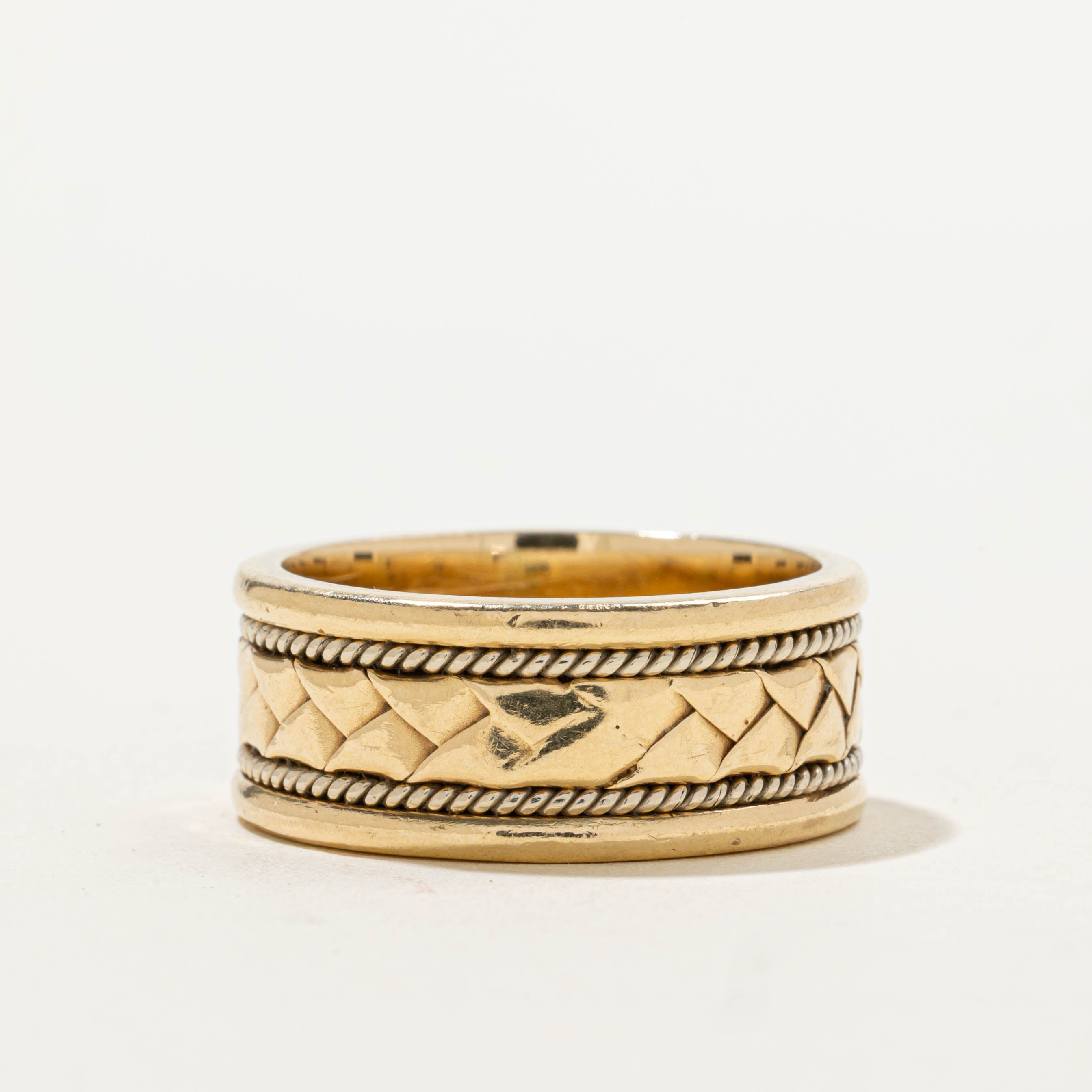 14k Rope Engraved Cigar Band | 9.00mm | SZ 8.5
